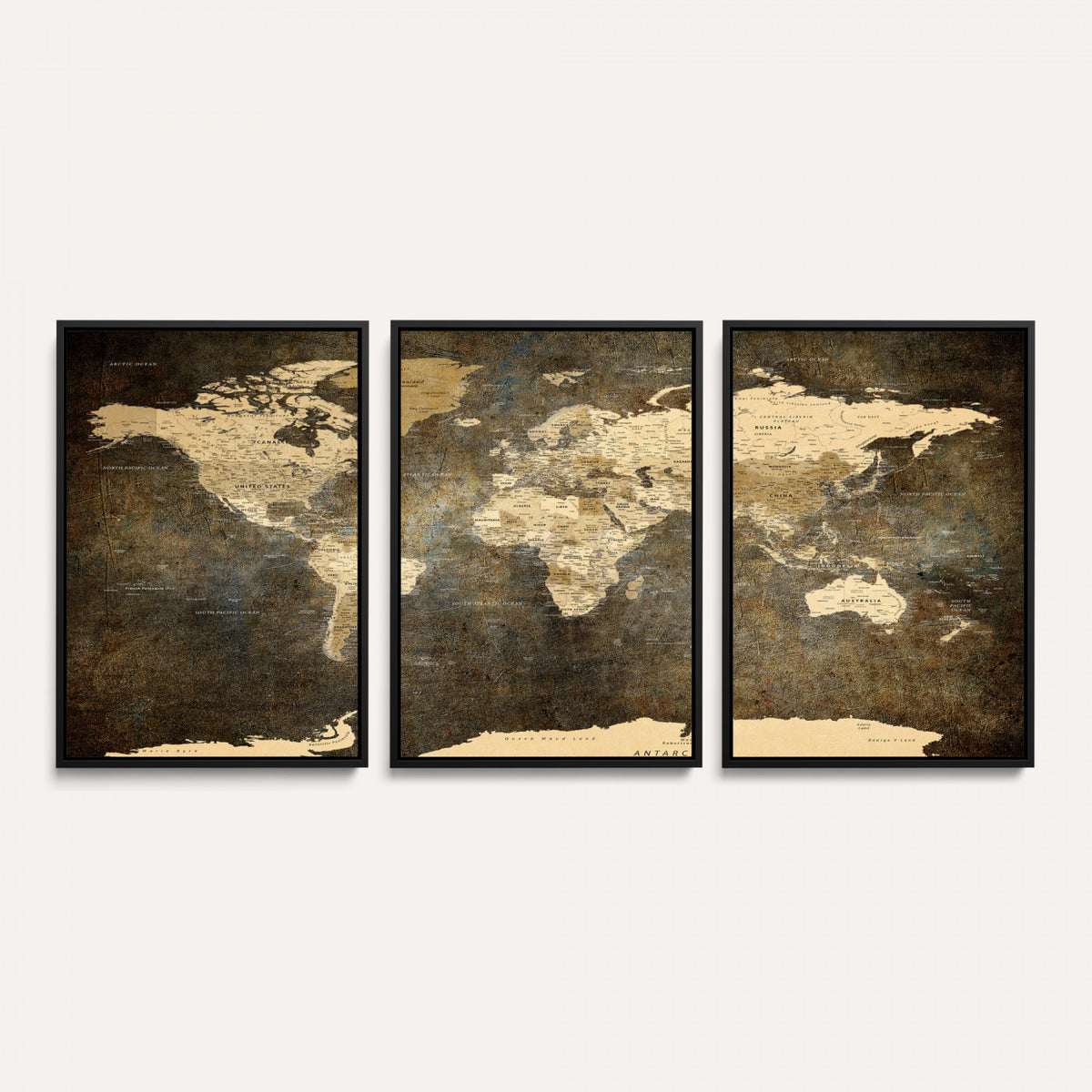 89742472-MGV-CV-36X24 - Large Framed Vintage World Map Wall Art Print for Home Wall