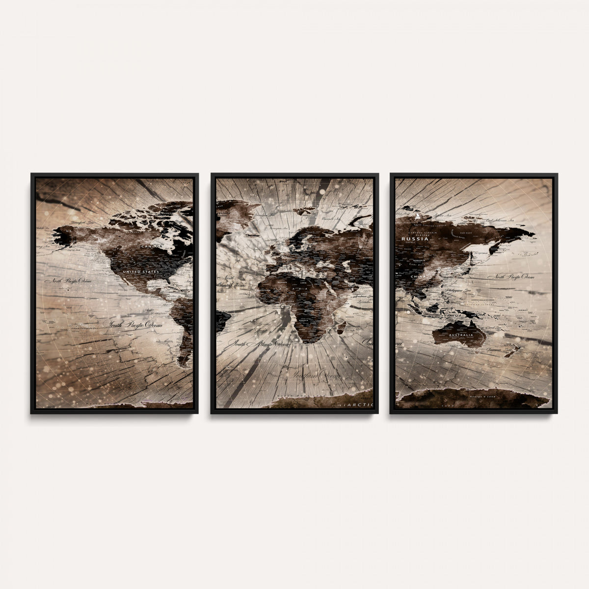 94623295-MGV-CV-36X24 - World Map Wall Art Canvas Print, Modern Decorative Framed Map Artwork Prints for Living Room, Office, Bedroom Wall Decor