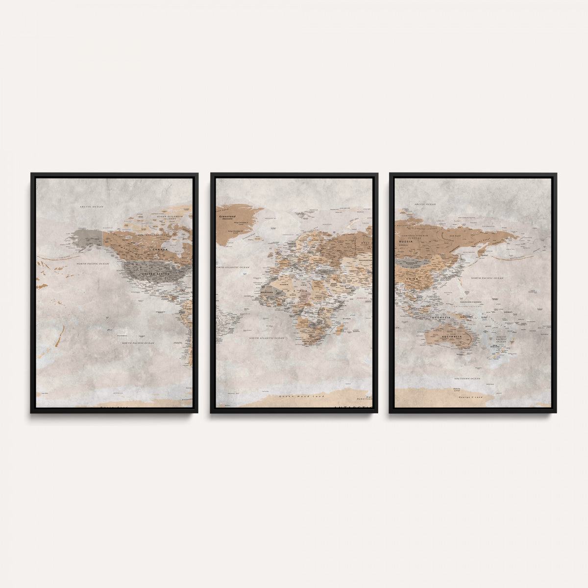 34051638-MGV-CV-36X24 - Detailed World Map Wall Art Canvas Print for Home and Office Decor