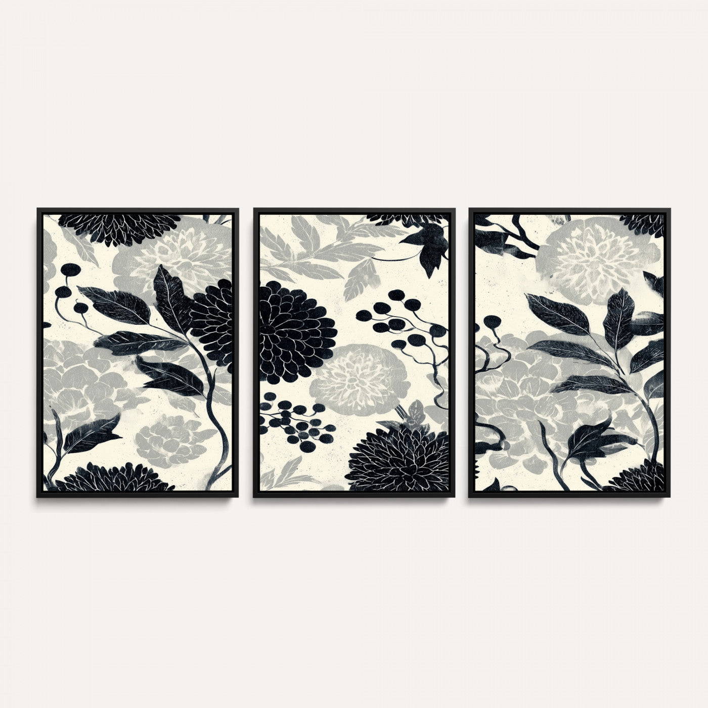 27269625-MGV-CV-36X24 - Traditional Chinese Pattern Tapestry Wall Art, Vintage Chinoiserie Peony Fabric Hanging, Antique Black Grey Living Room Japandi Gift