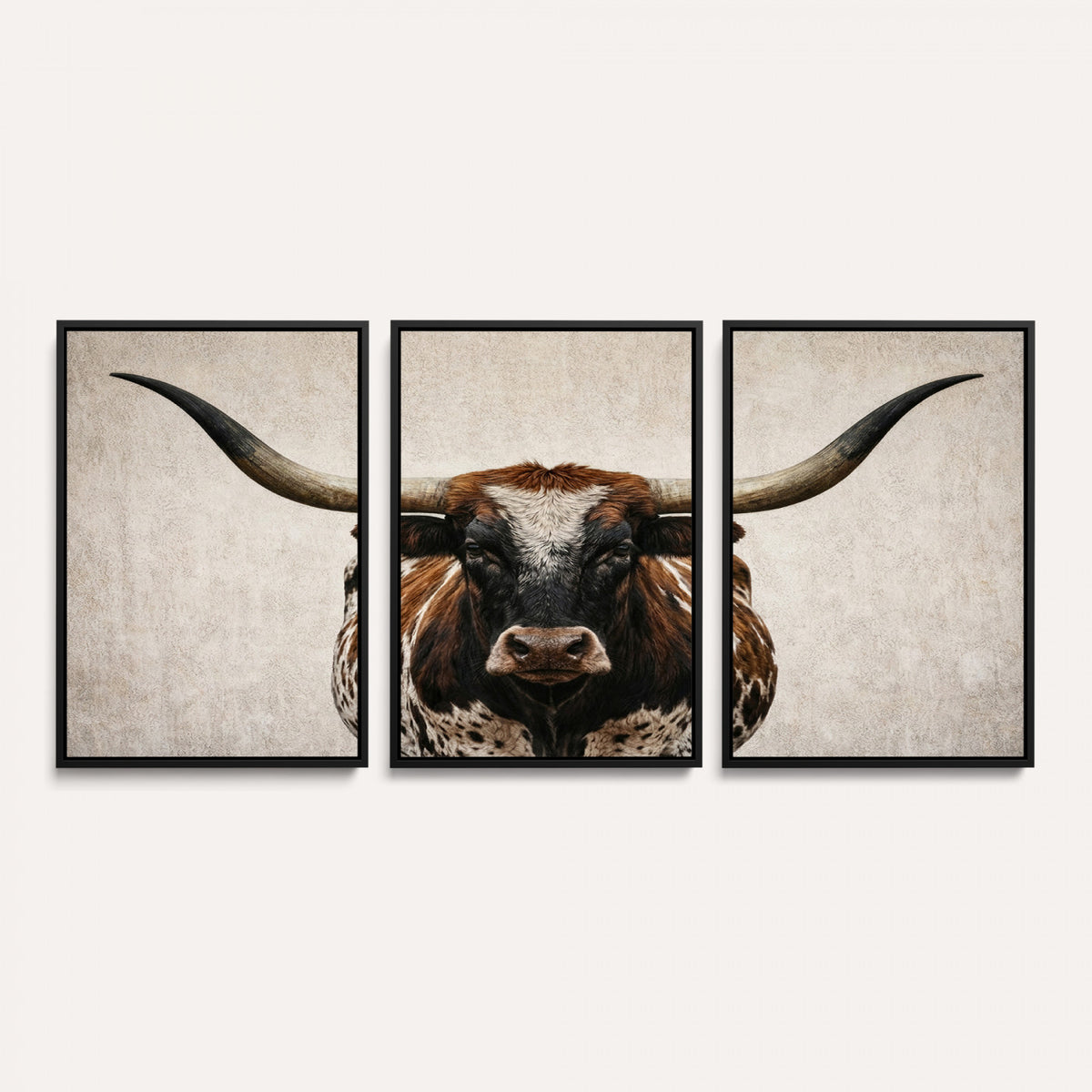 58622065-MGV-CV-36X24 - Texas Longhorn Canvas Wall Art Western Bull Desert Moody Grey Overcast Rustic Farmhouse Framed Large for Living Room Bedroom Office Decor