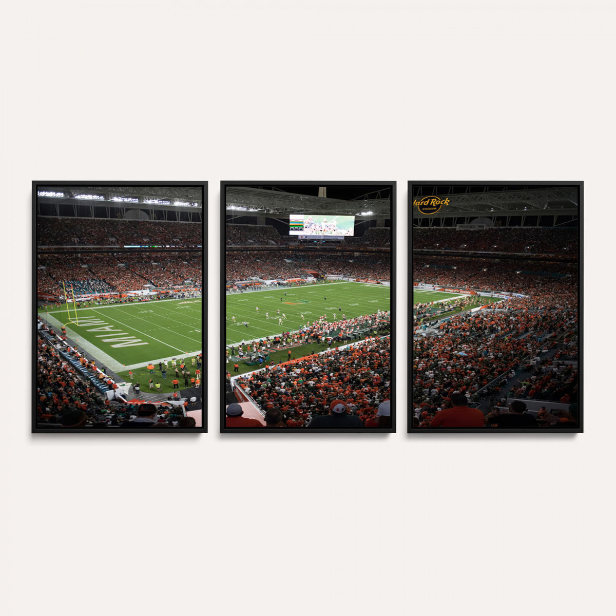 33698-PAN-FL-20X10 - Miami Hurricanes Football Team Print Canvas- Miami Hard Rock Stadium Wall Art Canvas Print