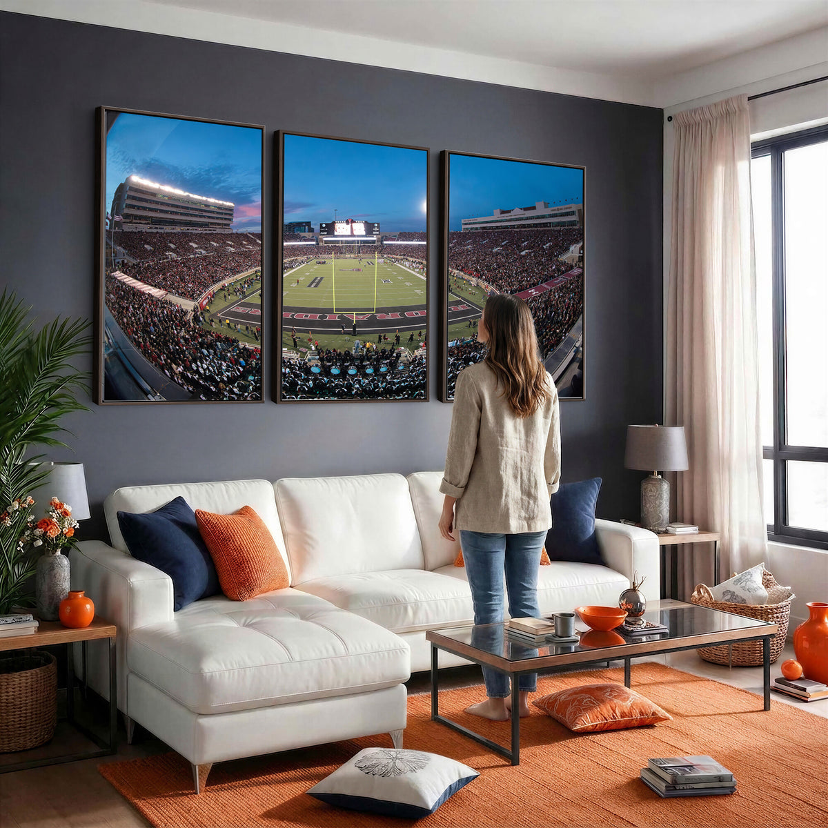 60763-PAN-FL-20X10 - Texas Tech Red Raiders Canvas, Framed Football Team Print - Lubbock Jones AT&T Stadium Wall Art