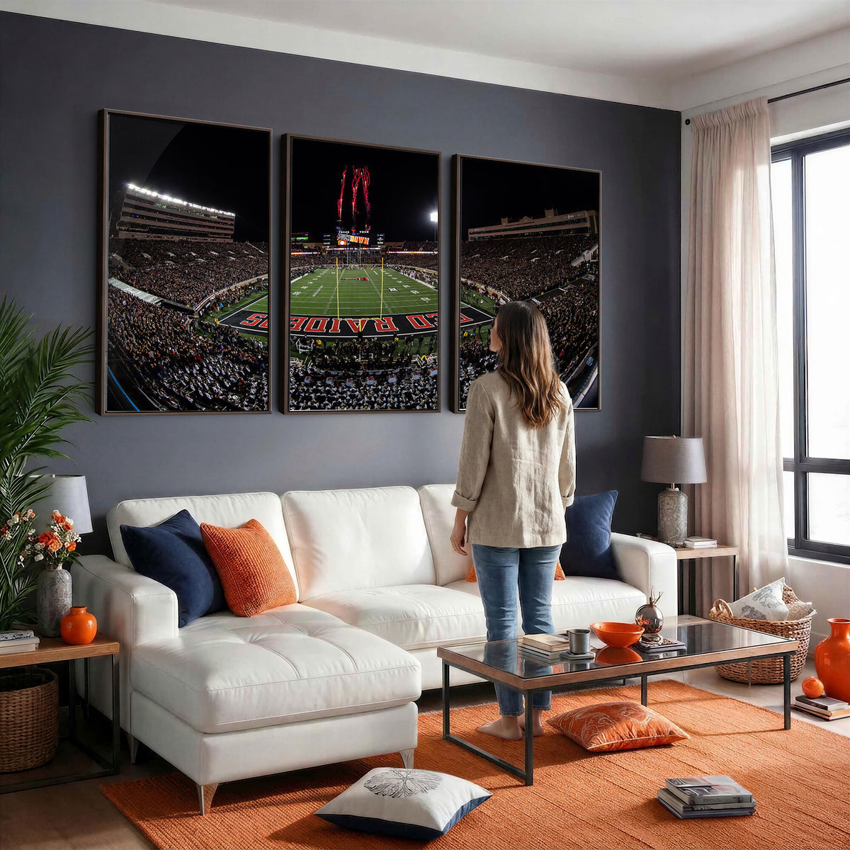 83122-PAN-FL-20X10 - Framed Texas Tech Red Raiders Stadium Canvas, Texas Tech Red Raiders Football Team Print - Lubbock