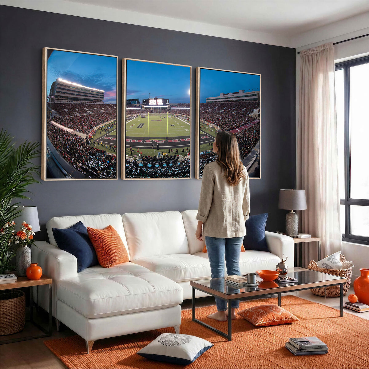60763-PAN-FL-20X10 - Texas Tech Red Raiders Canvas, Framed Football Team Print - Lubbock Jones AT&T Stadium Wall Art