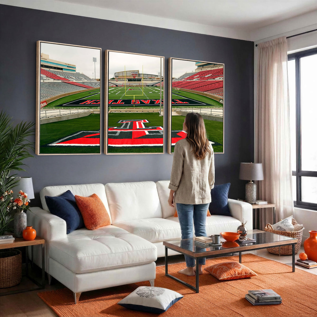 43169-PAN-FL-20X10 - Texas Tech Red Raiders Football Team Print - Lubbock Jones AT&T Stadium Wall Art Canvas Print