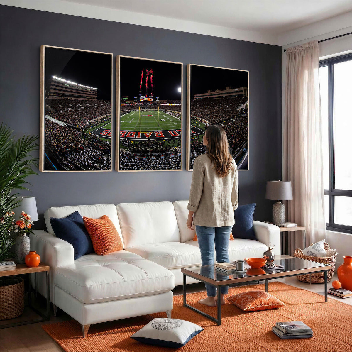 83122-PAN-FL-20X10 - Framed Texas Tech Red Raiders Stadium Canvas, Texas Tech Red Raiders Football Team Print - Lubbock