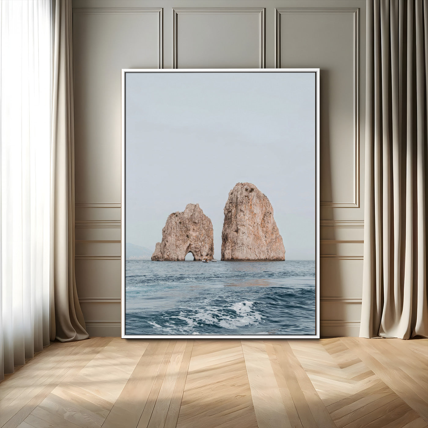 MGV-FC-24X36 - Majestic Sea Rock Formations Canvas Wall Art – Coastal Landscape Photography, Ocean View Decor,