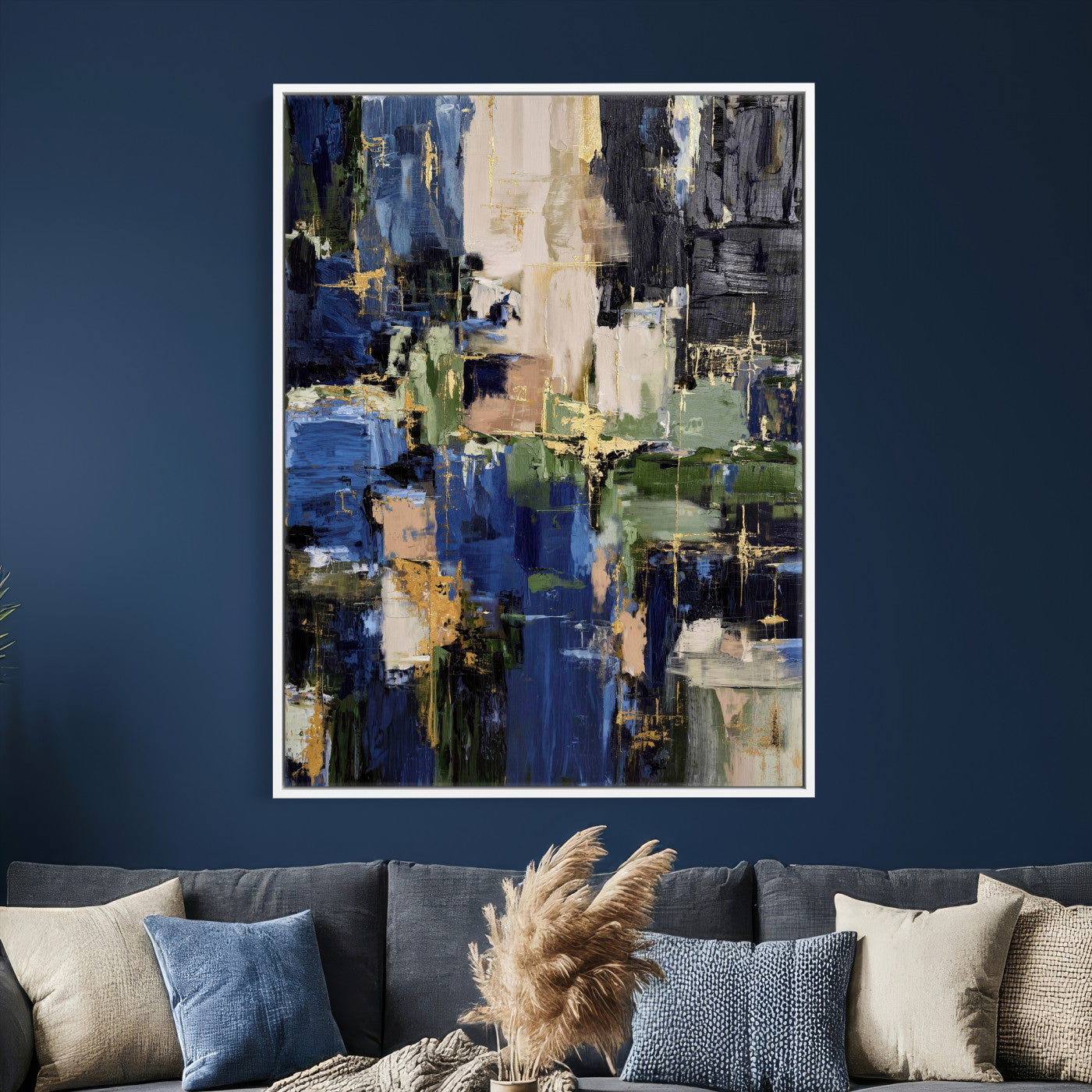 69517274-MGV-CV-24X36 - Abstract Dark Blue Wall Art Canvas Print