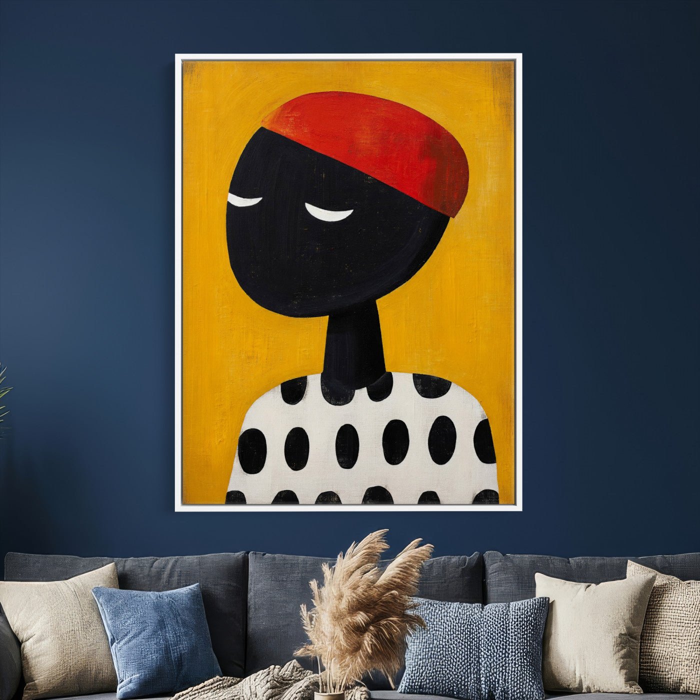 89224103-MGV-CV-24X36 - Abstract Portrait Wall Art Canvas Print, Framed Modern Figurative Artwork, Minimalist Contemporary Statement Wall Decor