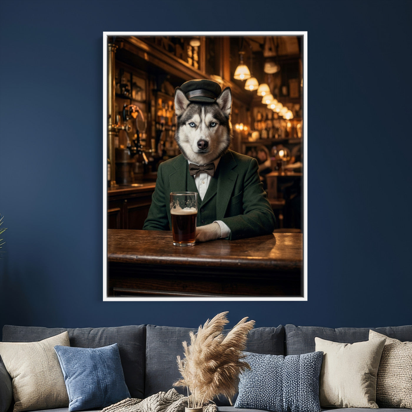 38460512H3-MGV-CV-24X36 - Custom Pet Portrait Canvas, Your Dog or Cat as a Dapper Human Character, Funny Personalized Animal Art