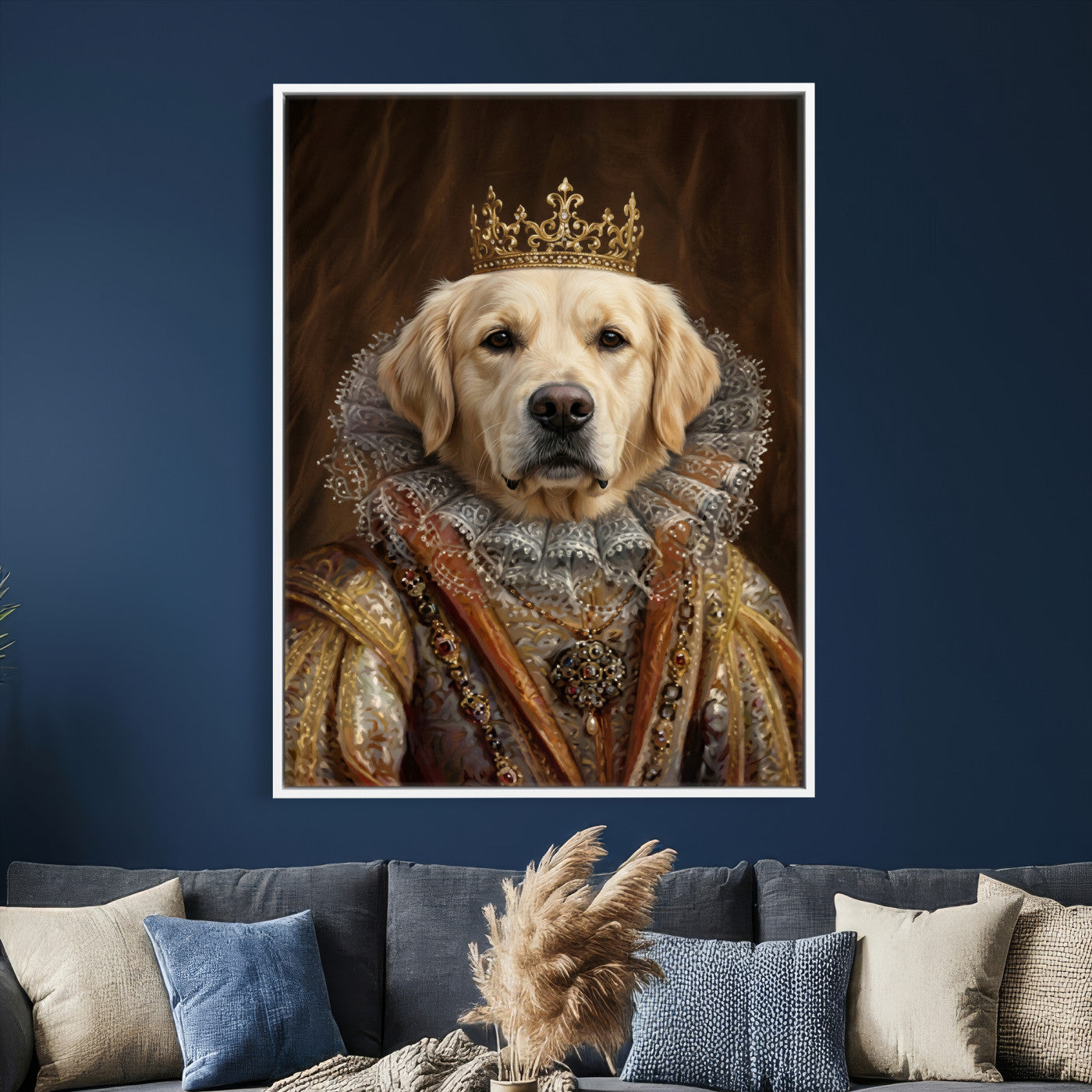 38460512L2-MGV-CV-24X36 - Custom Royal Pet Portrait Canvas, Your Dog or Cat as Queen King Aristocrat, Personalized Regal Animal Art