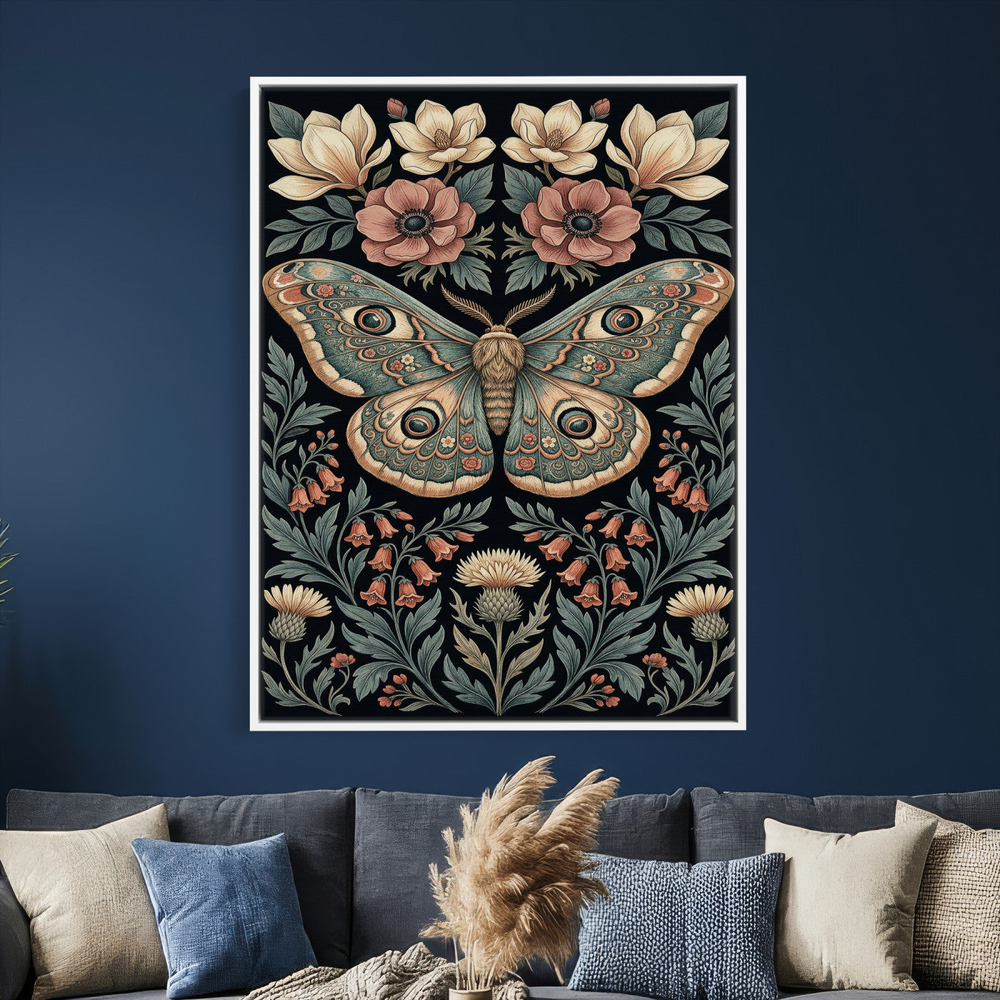53492618-MGV-CV-24X36 - William Morris Style Prints Canvas Wall Art Lnner Framed, Vintage Bee Botanical Floral Wall Art Decor Pictures for Livingroom, Animals Pictures Decor Artwork
