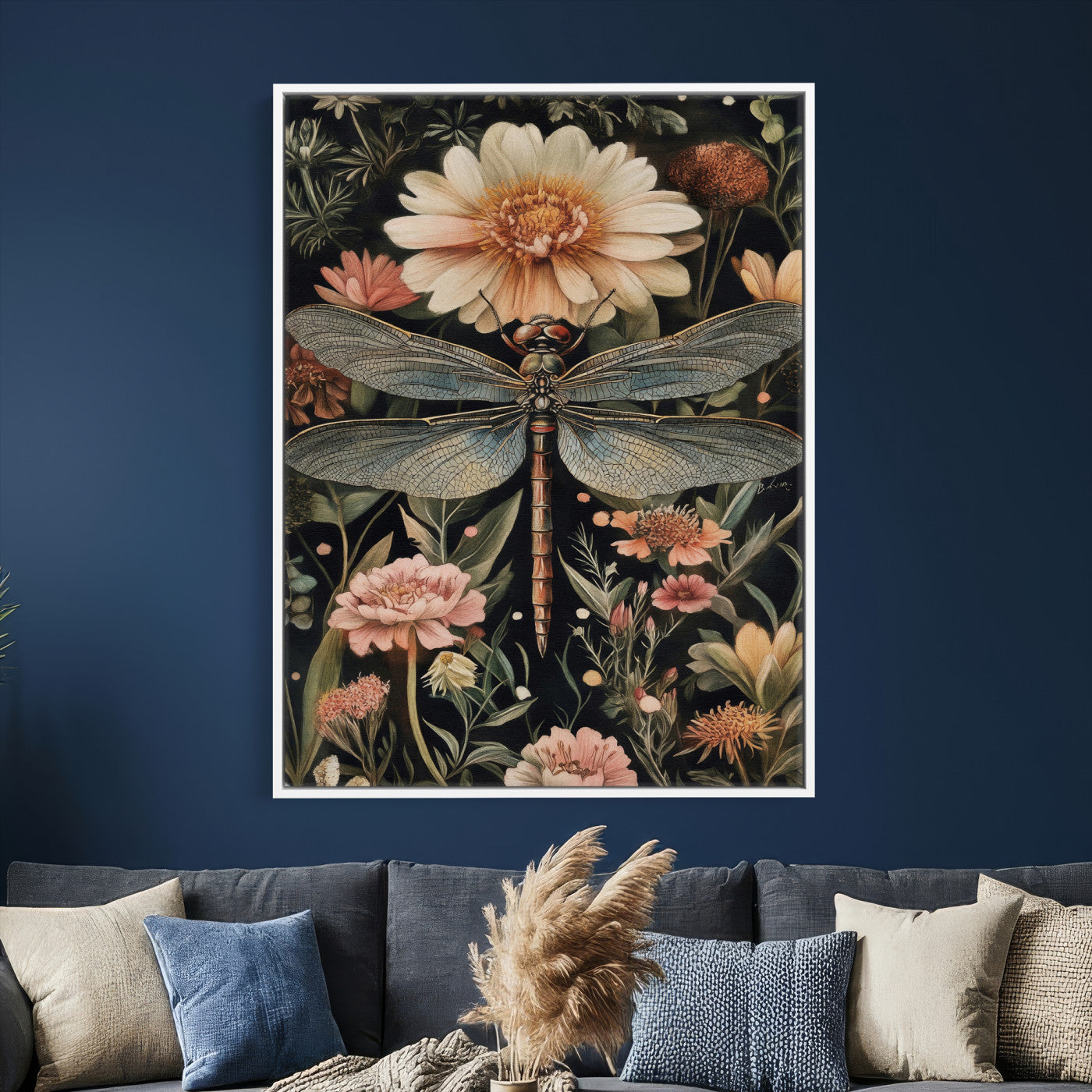 42409493-MGV-CV-24X36 - William Morris Style Prints Canvas Wall Art Lnner Framed, Vintage Bee Botanical Floral Wall Art Decor Pictures for Livingroom, Animals Pictures Decor Artwork
