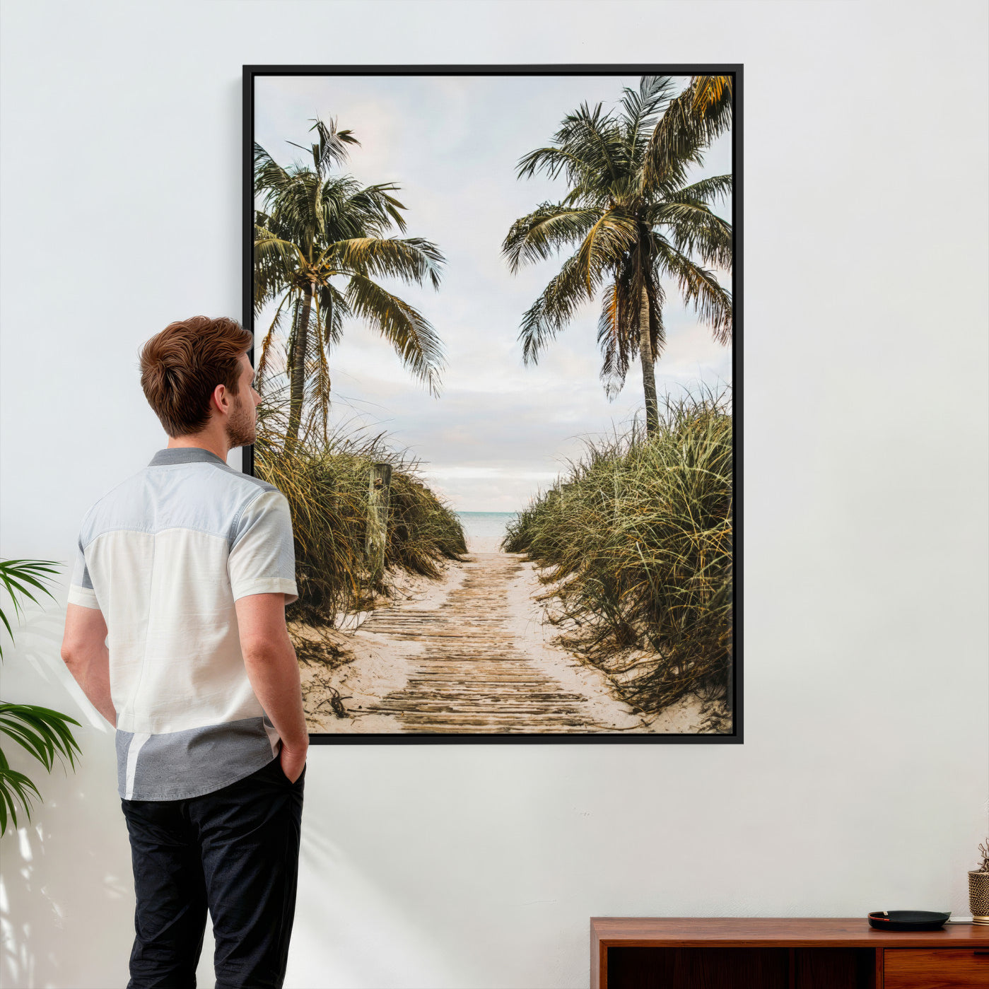 47319550-MGV-CV-24X36 - Tropical Palm Wall Art – Sandy Pathway Canvas Print, Ocean View, Coastal Breeze for Living Room or Beach House Decor