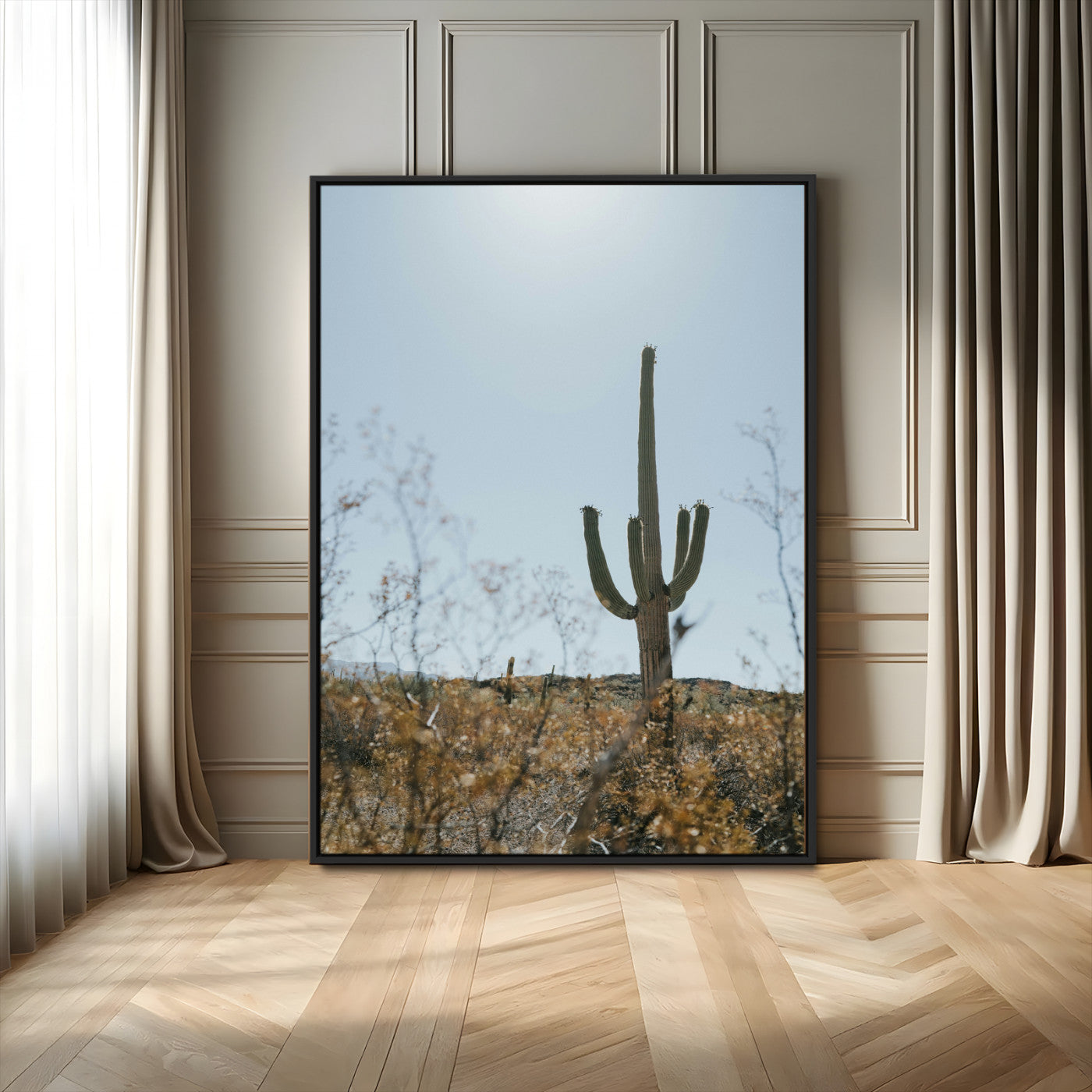 72537171-MGV-FC-24X36_Black-Saguaro Cactus Wall Art Canvas Print – Framed Southwestern Desert Landscape Nature Scene Artwork for Home Office