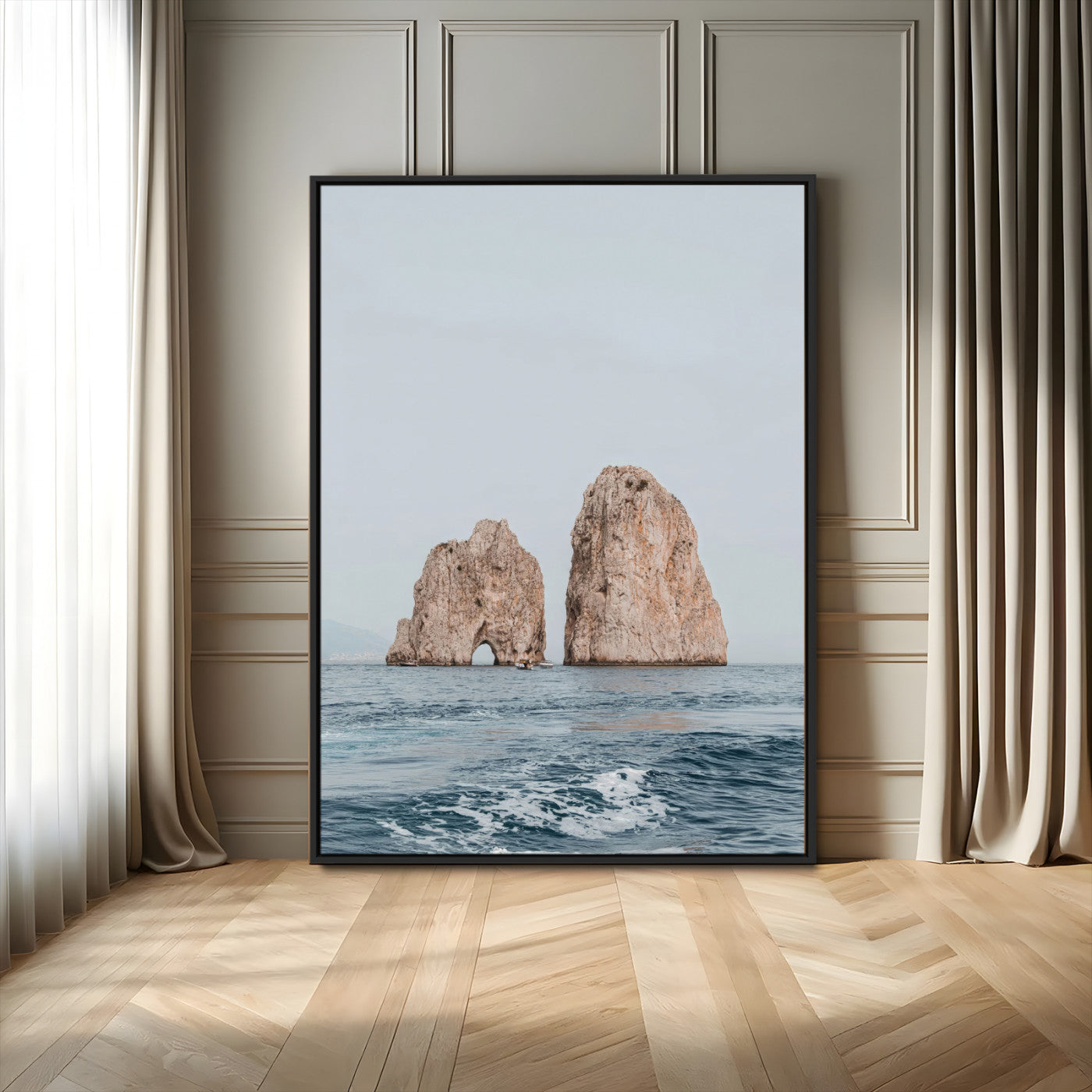 MGV-FC-24X36 - Majestic Sea Rock Formations Canvas Wall Art – Coastal Landscape Photography, Ocean View Decor,