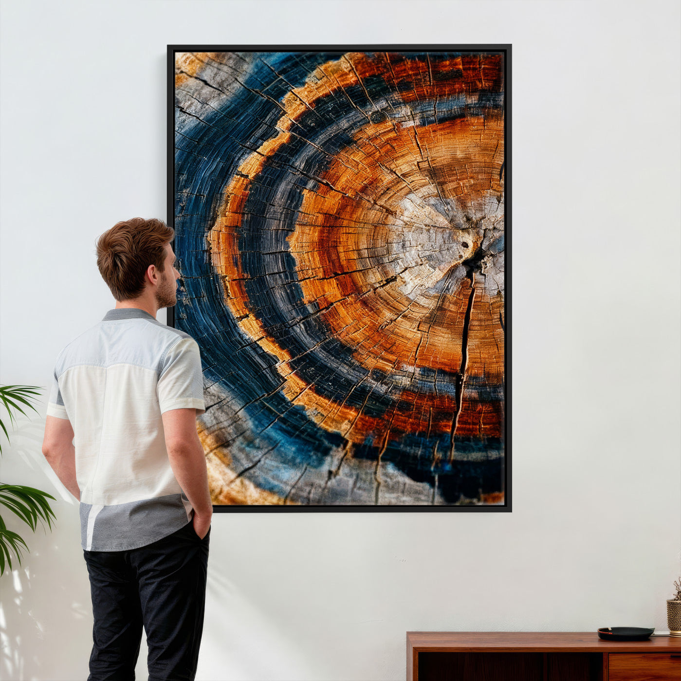 92693966C-MGV-CV-24X36 - Abstract Wood Grain Canvas Print, Tree Ring Pattern Wall Art, Framed Canvas Ready to Hang