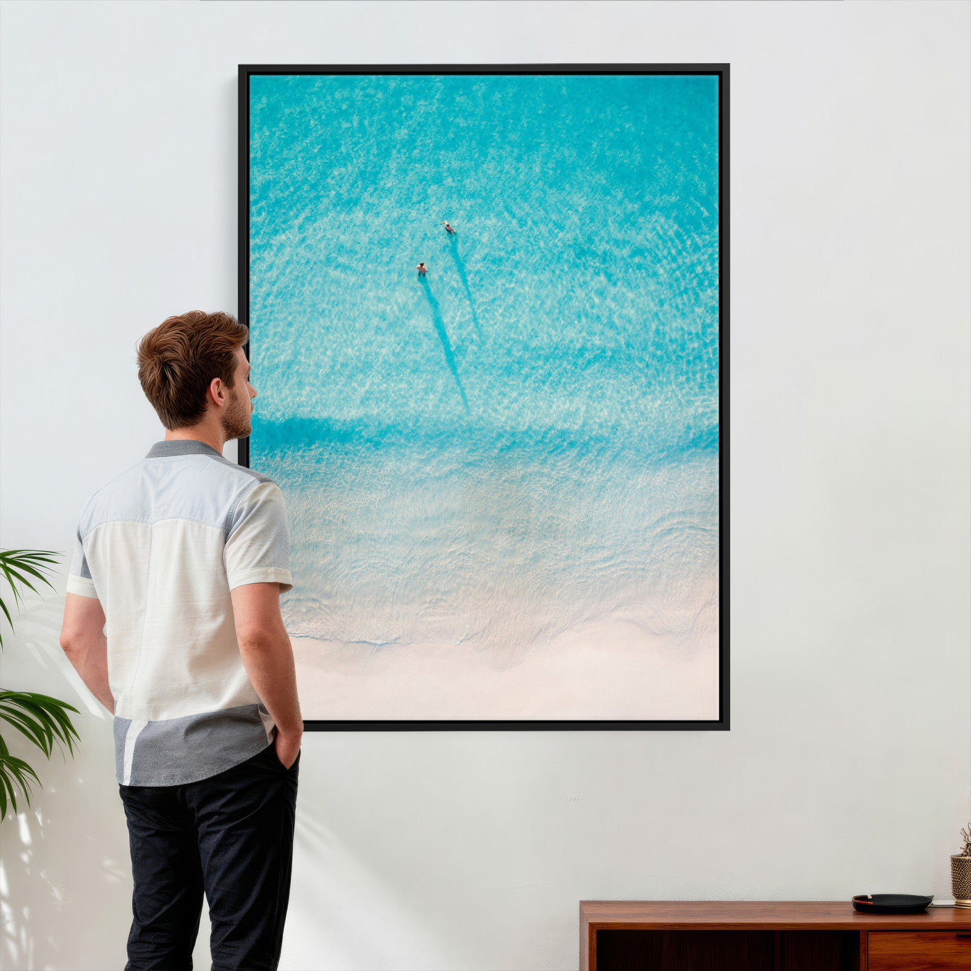 10632757-MGV-CV-24X36 - Aerial Turquoise Beach Wall Art Canvas Print – Minimal Coastal Ocean Photography Artwork Print for Living Room, Bedroom, and Modern Home Decor
