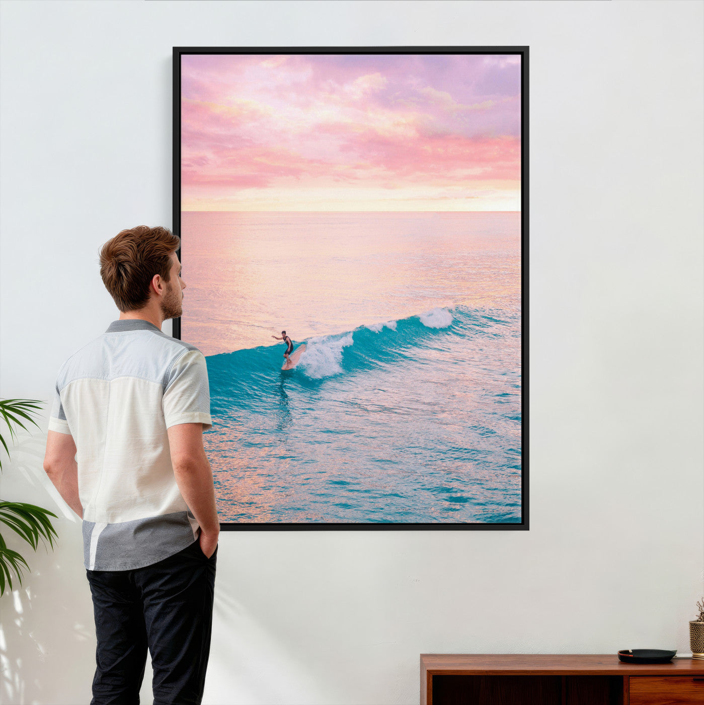44011962-MGV-CV-24X36 - Sunset Surf Wall Art Canvas Print – Coastal Ocean Photography Artwork Print for Living Room, Beach House, and Relaxing Home Decor