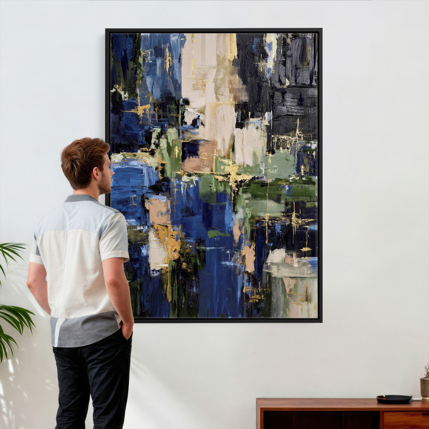 69517274-MGV-CV-24X36 - Abstract Dark Blue Wall Art Canvas Print