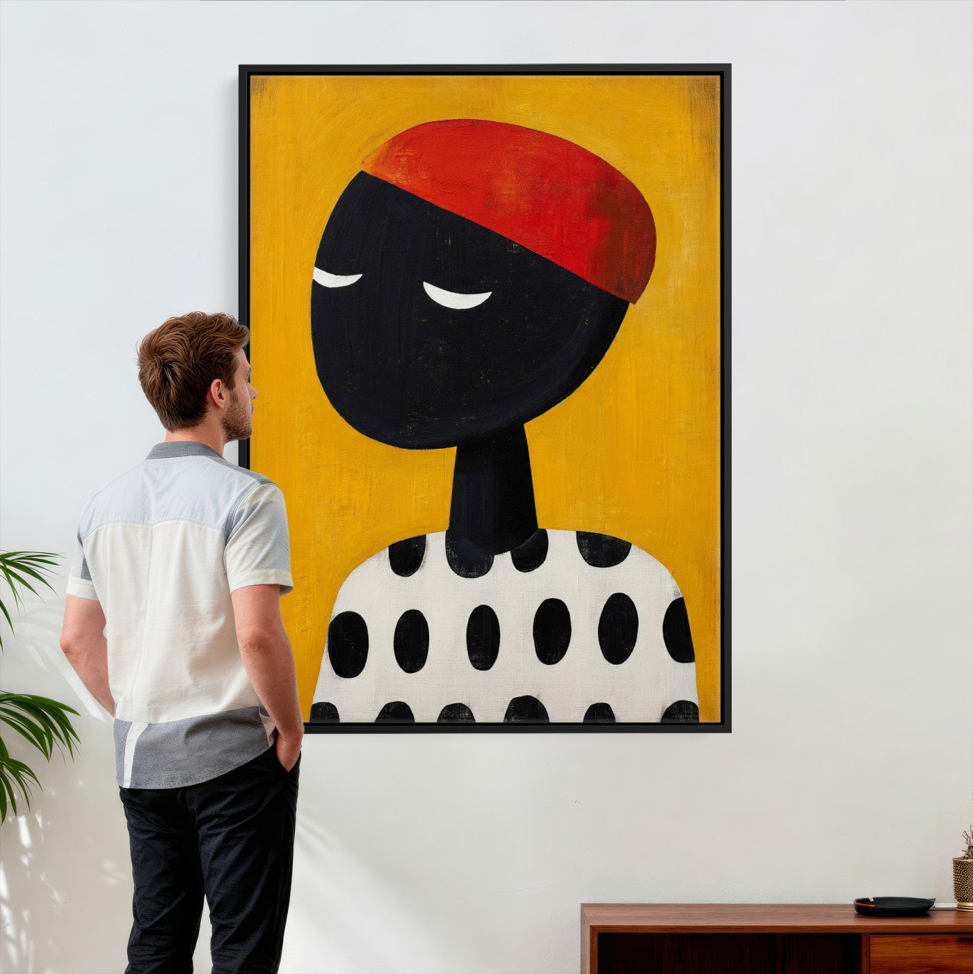 89224103-MGV-CV-24X36 - Abstract Portrait Wall Art Canvas Print, Framed Modern Figurative Artwork, Minimalist Contemporary Statement Wall Decor