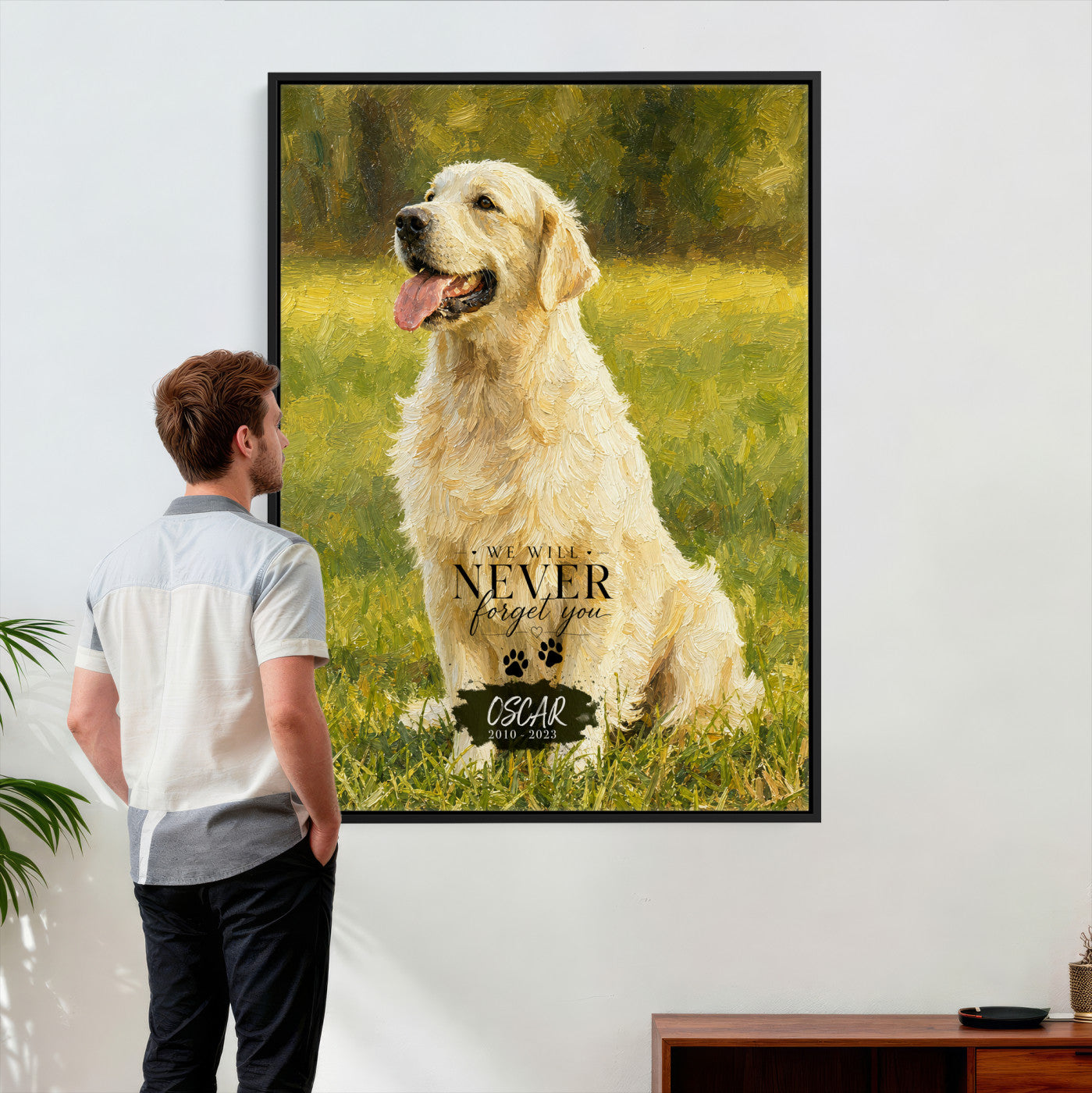 38460512V3-MGV-CV-24X36 - Pet Memorial Wall Art Canvas Print, Custom Dog Memorial Portrait, Personalized Angel Pet Loss Gift, Angel Wings Puppy Print