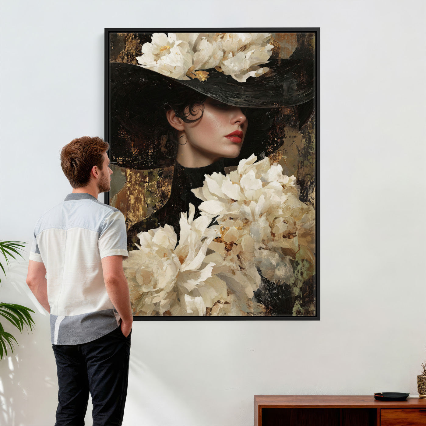 34147087-MGV-CV-24X36 - Glamour Woman Portrait Canvas Wall Art, Elegant Patel Women Portrait Print