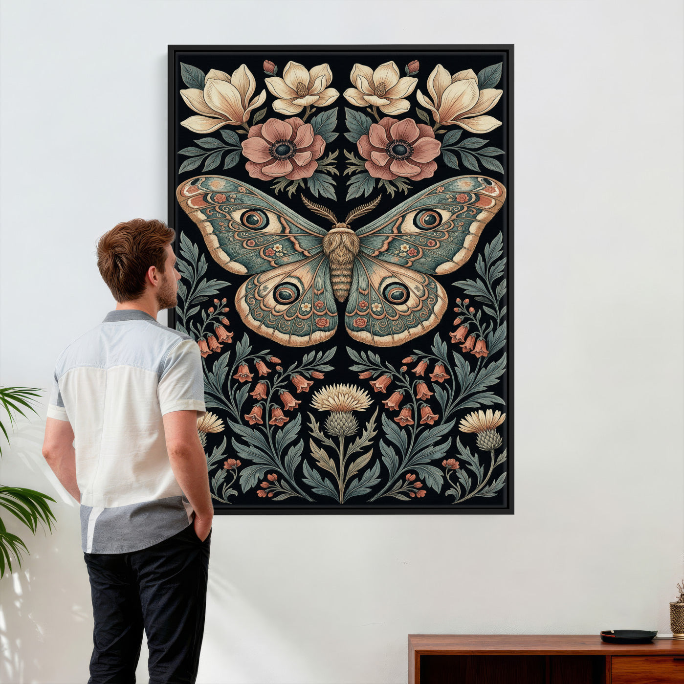 53492618-MGV-CV-24X36 - William Morris Style Prints Canvas Wall Art Lnner Framed, Vintage Bee Botanical Floral Wall Art Decor Pictures for Livingroom, Animals Pictures Decor Artwork