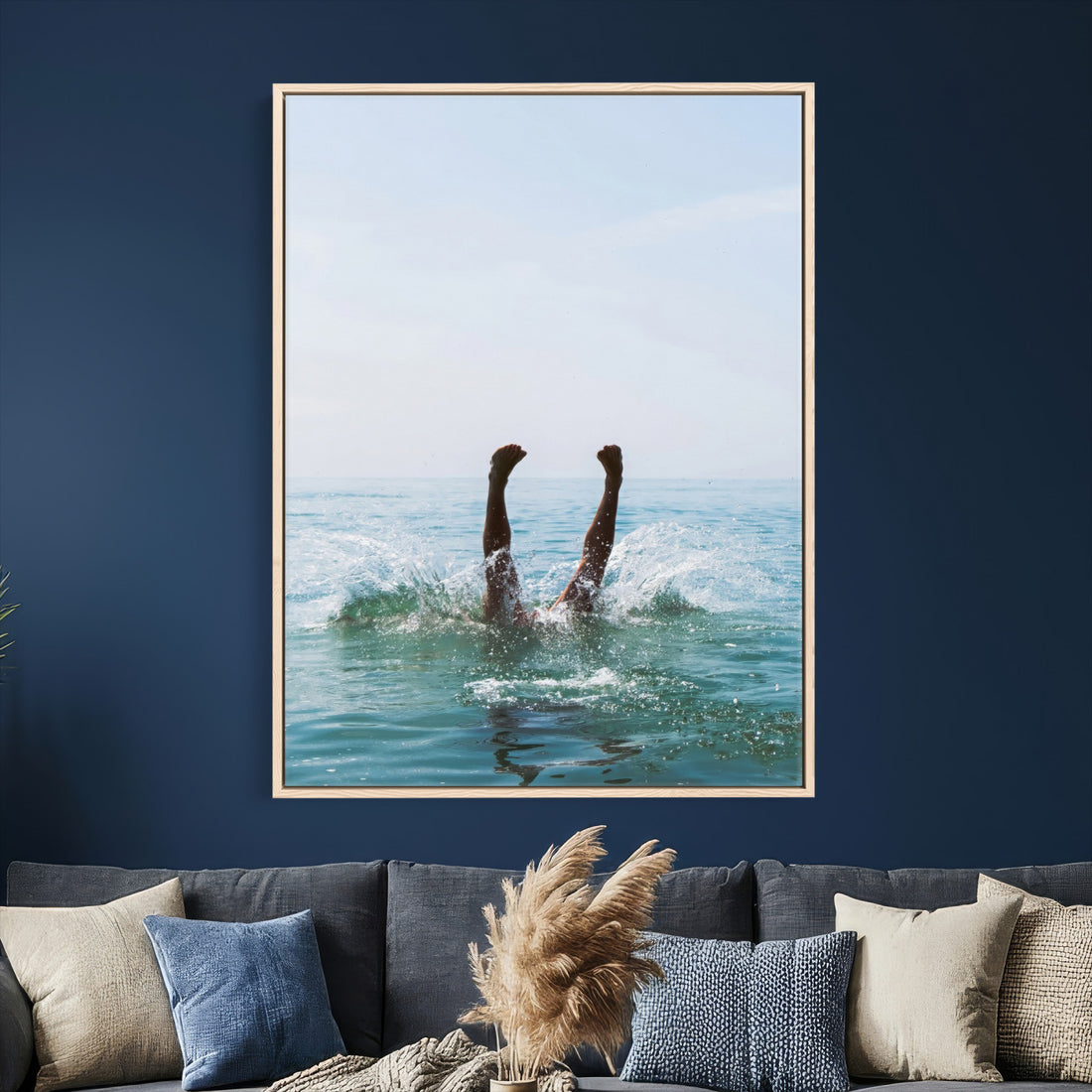 Splash Dive Wall Art | Ocean Waves Canvas Print, Summer Swim