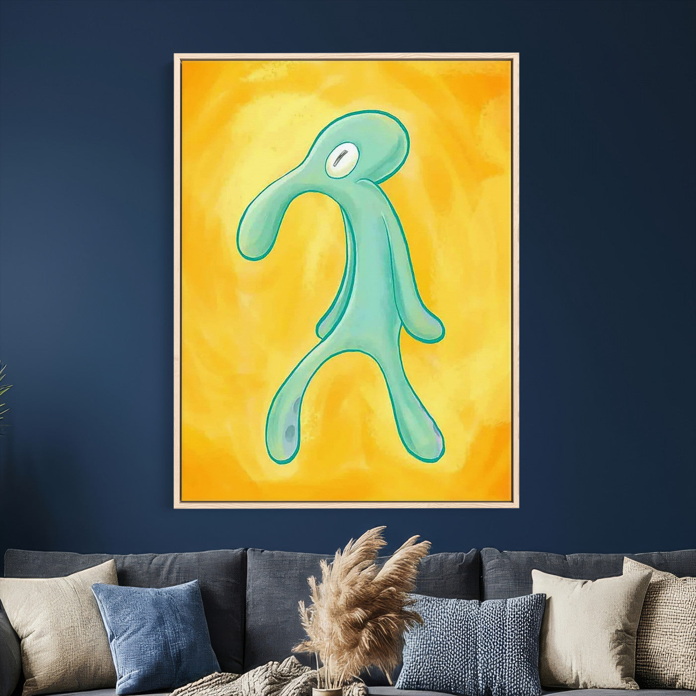 16453603-MGV-CV-24X36 - Squidward Tentacles Wall Art Canvas Print – Bold and Brash Style Artwork Print for Living Room, Office, and Creative Decor