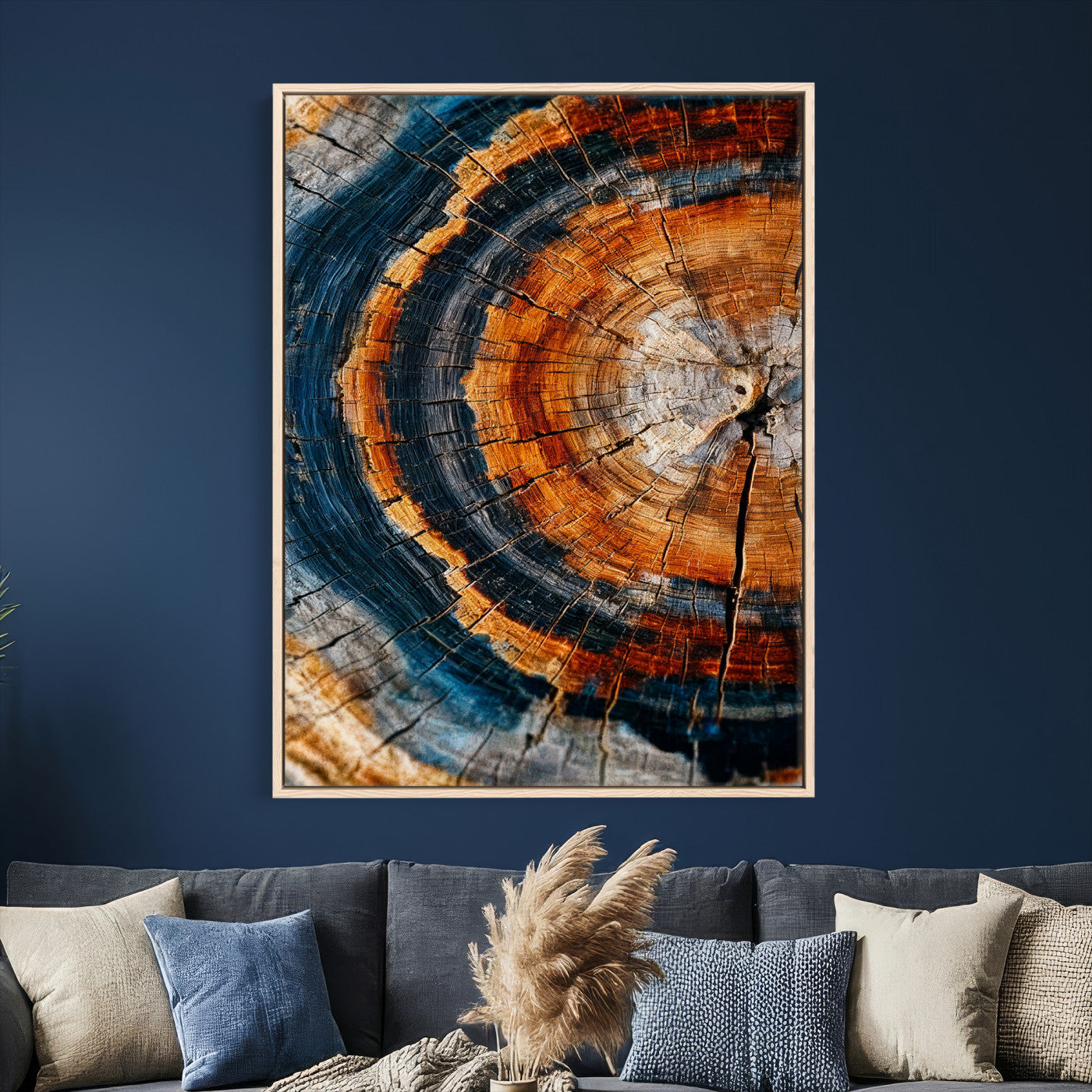 92693966C-MGV-CV-24X36 - Abstract Wood Grain Canvas Print, Tree Ring Pattern Wall Art, Framed Canvas Ready to Hang