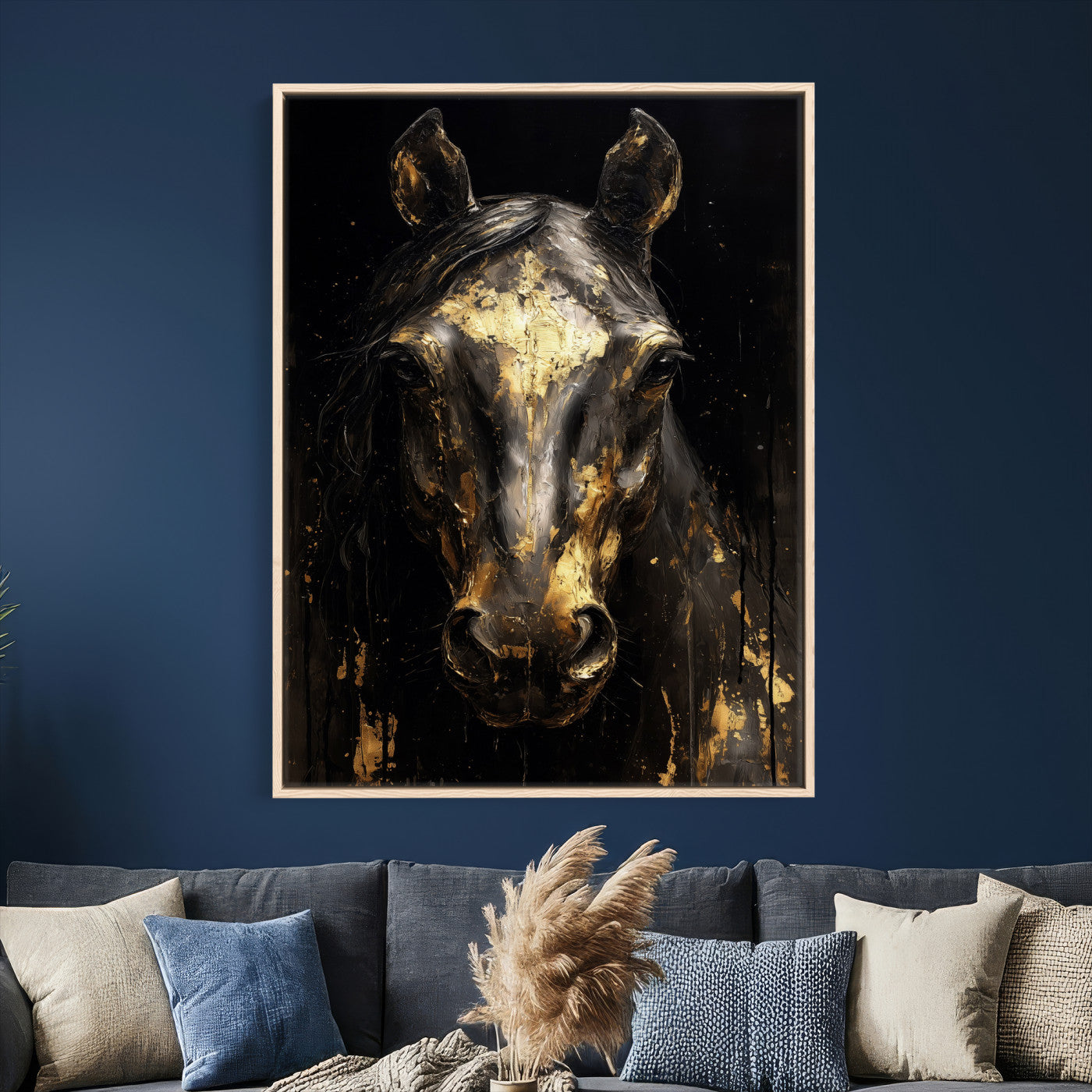 84049438-MGV-CV-24X36 - Abstract Horse Wall Art Canvas Print – Painting Style Western Equine Artwork Print for Living Room, Ranch, and Office Decor