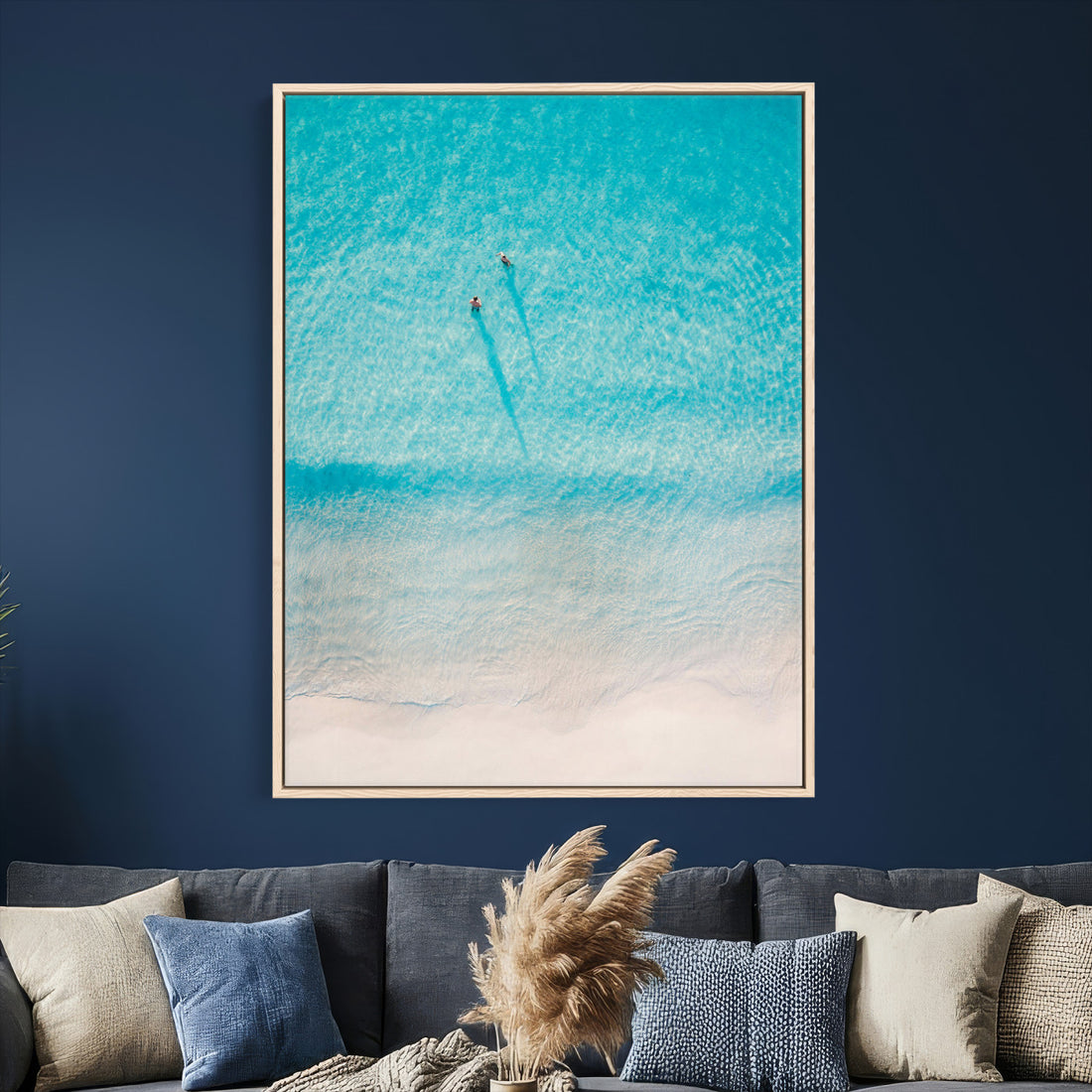 Aerial Turquoise Beach Wall Art Canvas Print | Minimal Coastal Ocean Photography