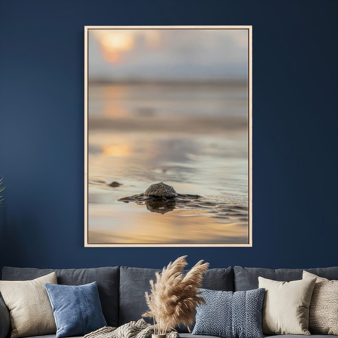Sea Turtle Hatchling Wall Art Canvas Print | Soft Coastal Wildlife Photography