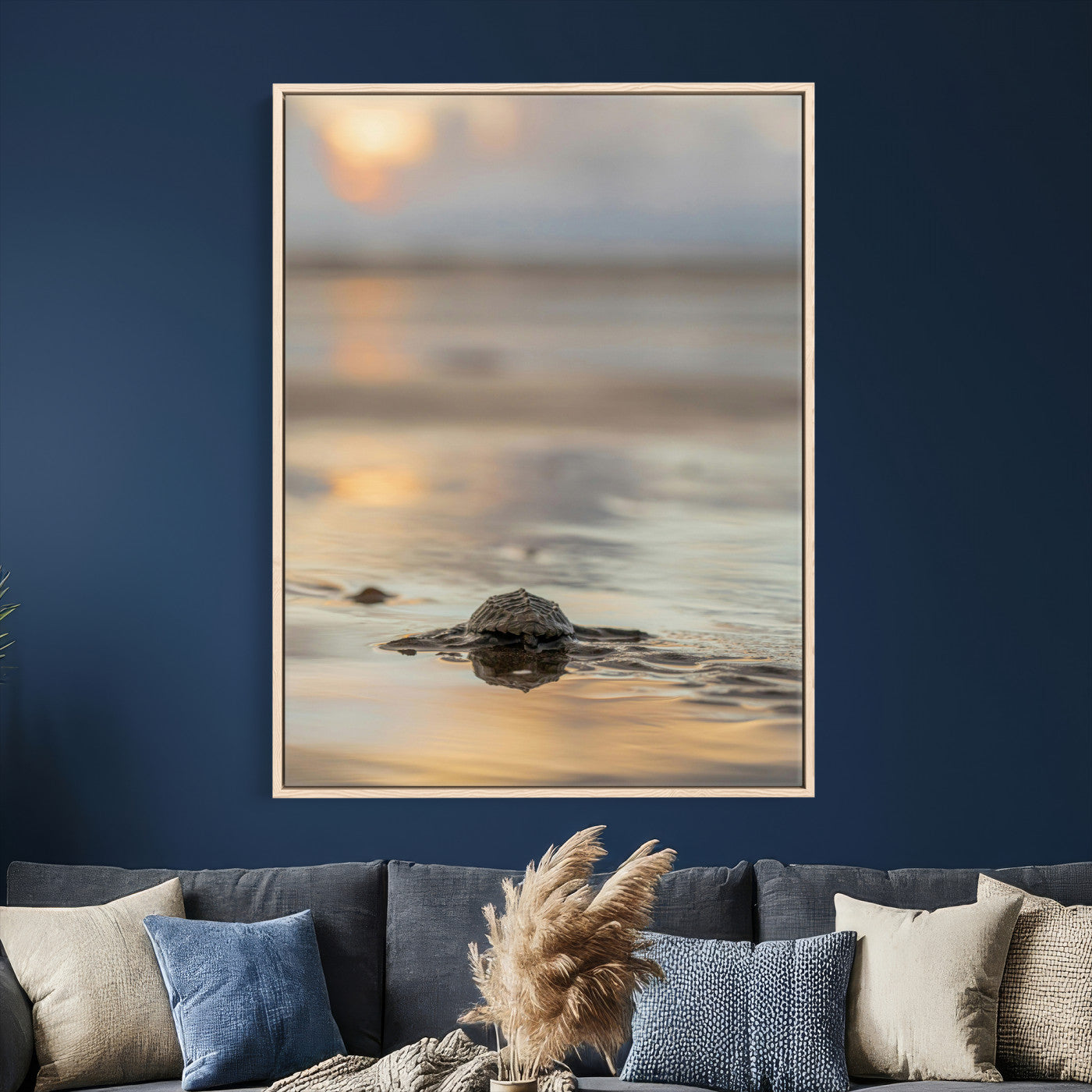 88625581-MGV-CV-24X36 - Sea Turtle Hatchling Wall Art Canvas Print – Soft Coastal Wildlife Photography Artwork Print for Living Room, Bedroom, and Beach House Decor