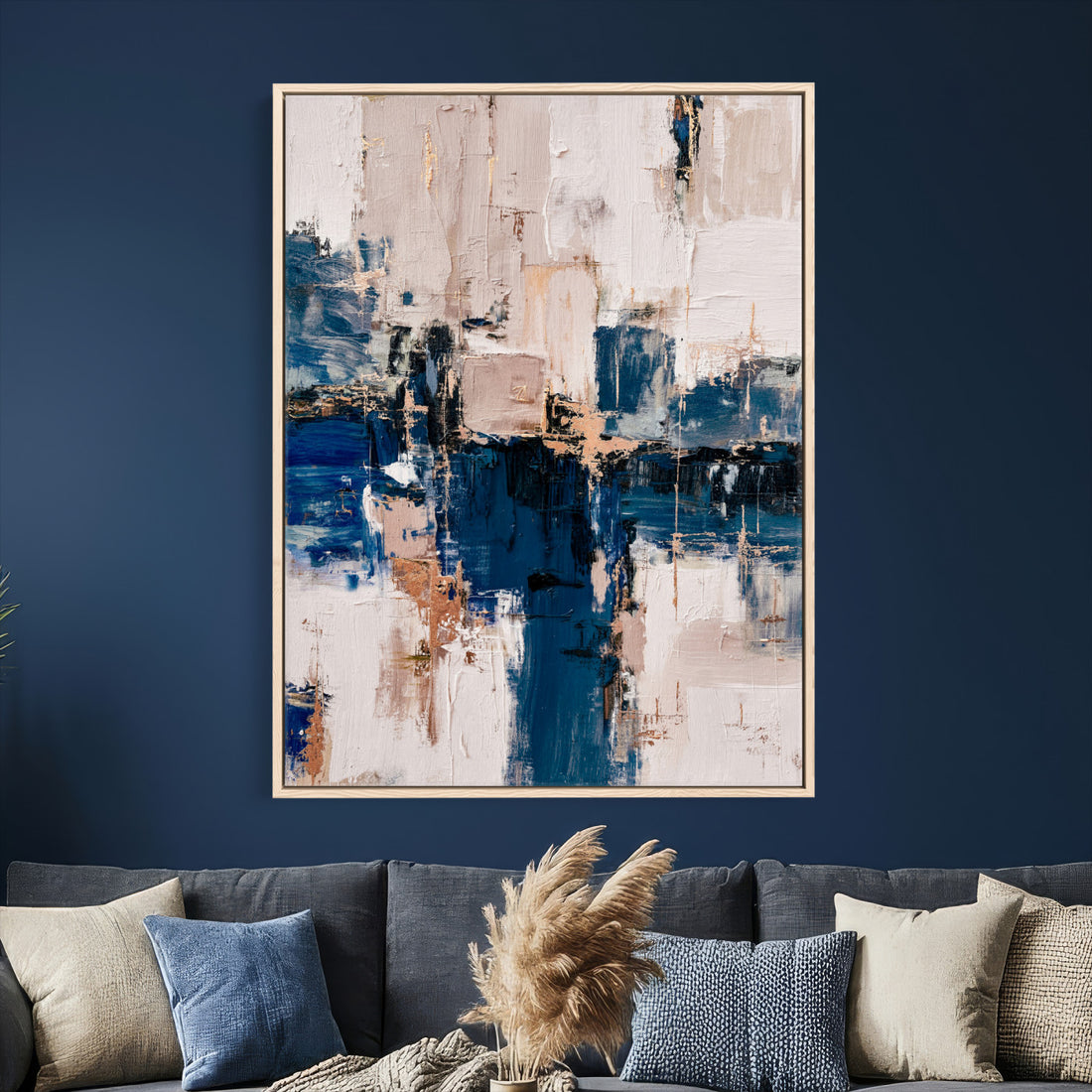 Abstract Navy Blue Wall Art Canvas Print