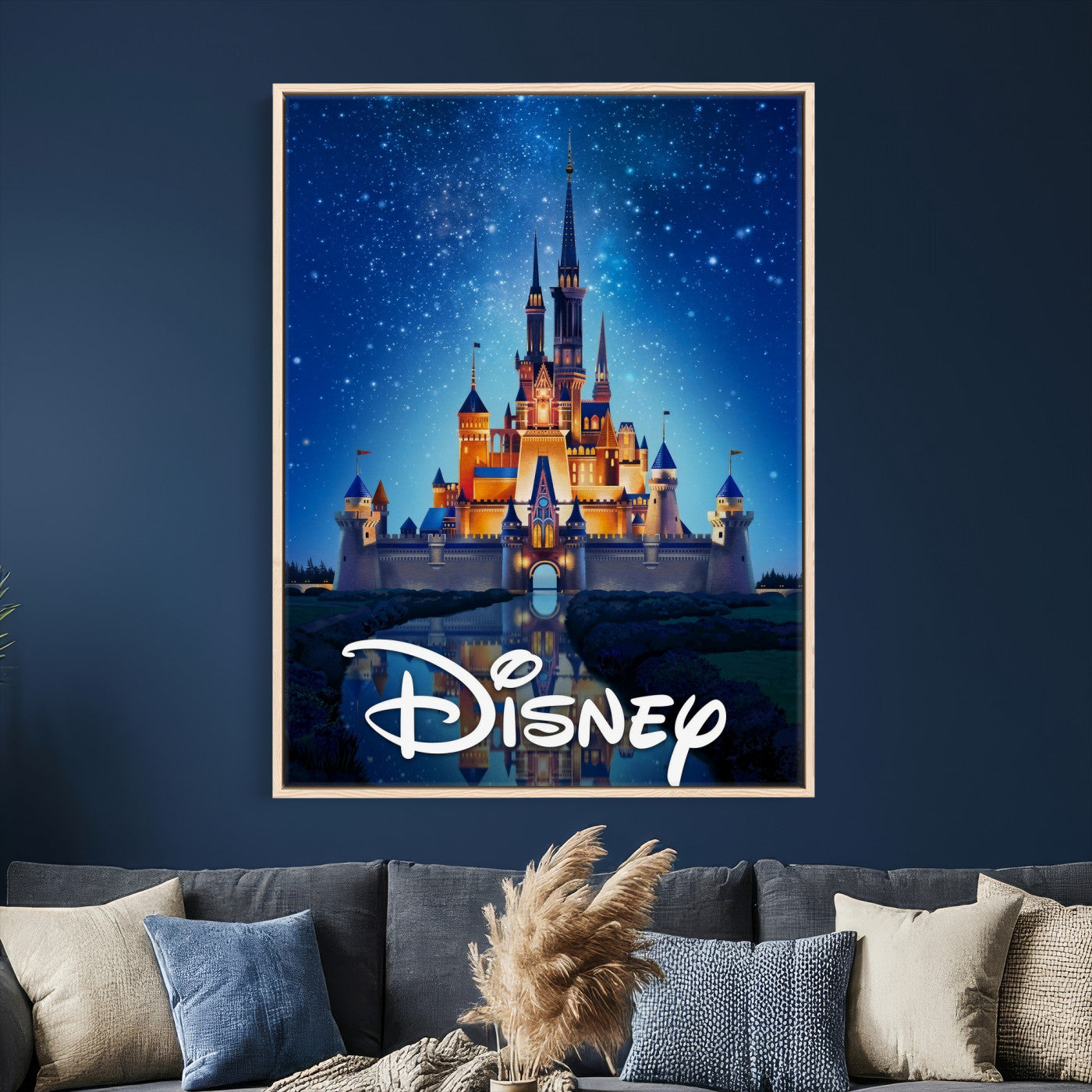 79435DS-MGV-CV-24X36 - Disney Castle Wall Art – Framed Magic Kingdom Canvas Artwork, Fairytale Design, Kids Room Fantasy Decor for Home, Office