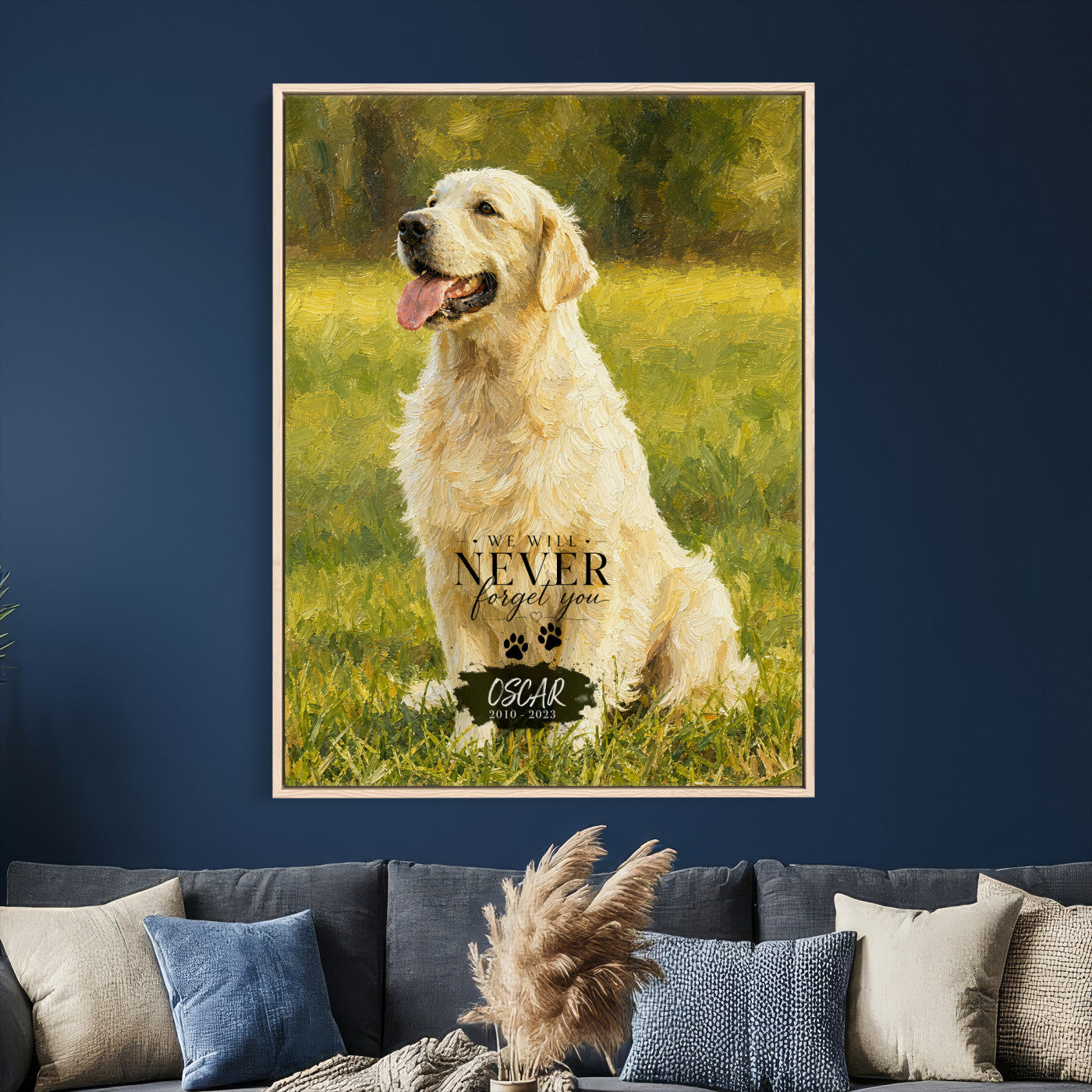 38460512V3-MGV-CV-24X36 - Pet Memorial Wall Art Canvas Print, Custom Dog Memorial Portrait, Personalized Angel Pet Loss Gift, Angel Wings Puppy Print