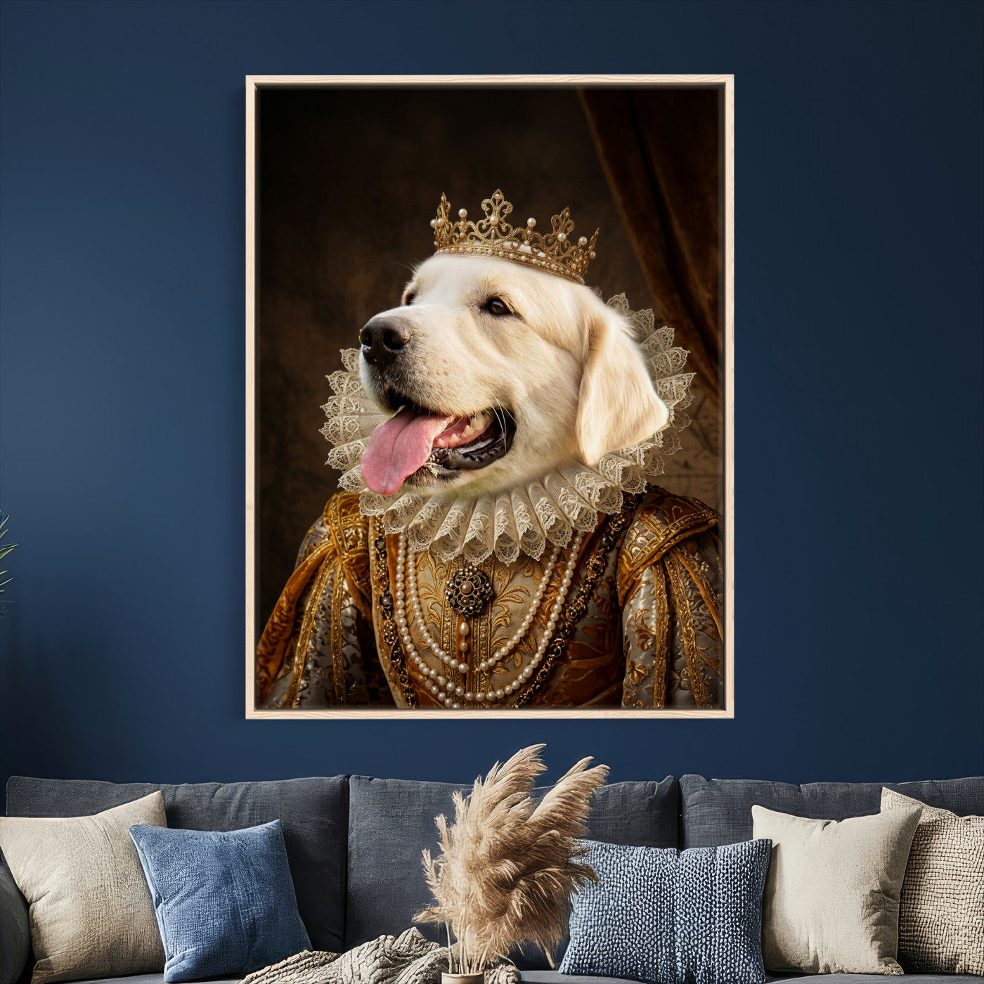 38460512L1-MGV-CV-24X36 - Custom Royal Pet Portrait Canvas, Your Dog or Cat as Queen King Aristocrat, Personalized Regal Animal Art