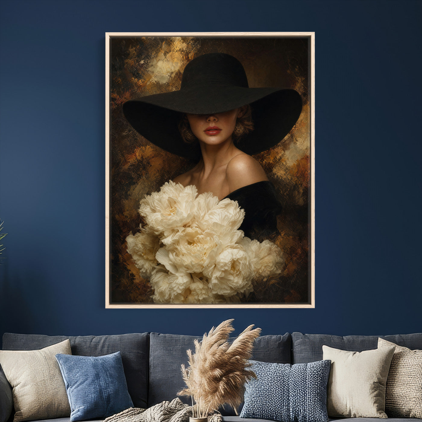 63967705-MGV-CV-24X36 - Glamour Woman Portrait Canvas Wall Art, Elegant Patel Women Portrait Print