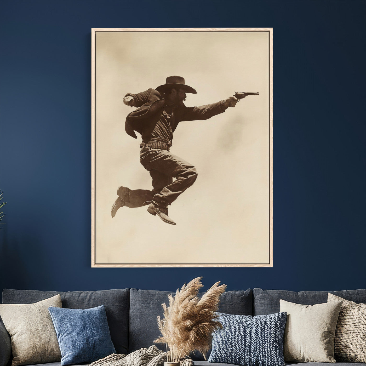 94461975G-MGV-CV-24X36 - Vintage Cowboy Wall Art Canvas Print, Western Gunfighter Decor