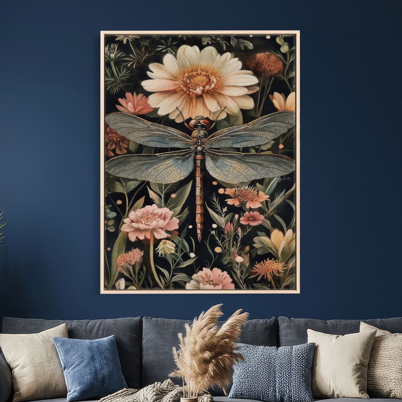 42409493-MGV-CV-24X36 - William Morris Style Prints Canvas Wall Art Lnner Framed, Vintage Bee Botanical Floral Wall Art Decor Pictures for Livingroom, Animals Pictures Decor Artwork