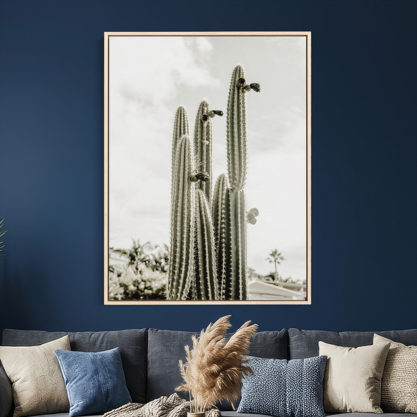 79942620-MGV-CV-24X36 - Tall Saguaro Cactus in Desert Sun Wall Art Canvas Print - Minimalist Boho Botanical Decor