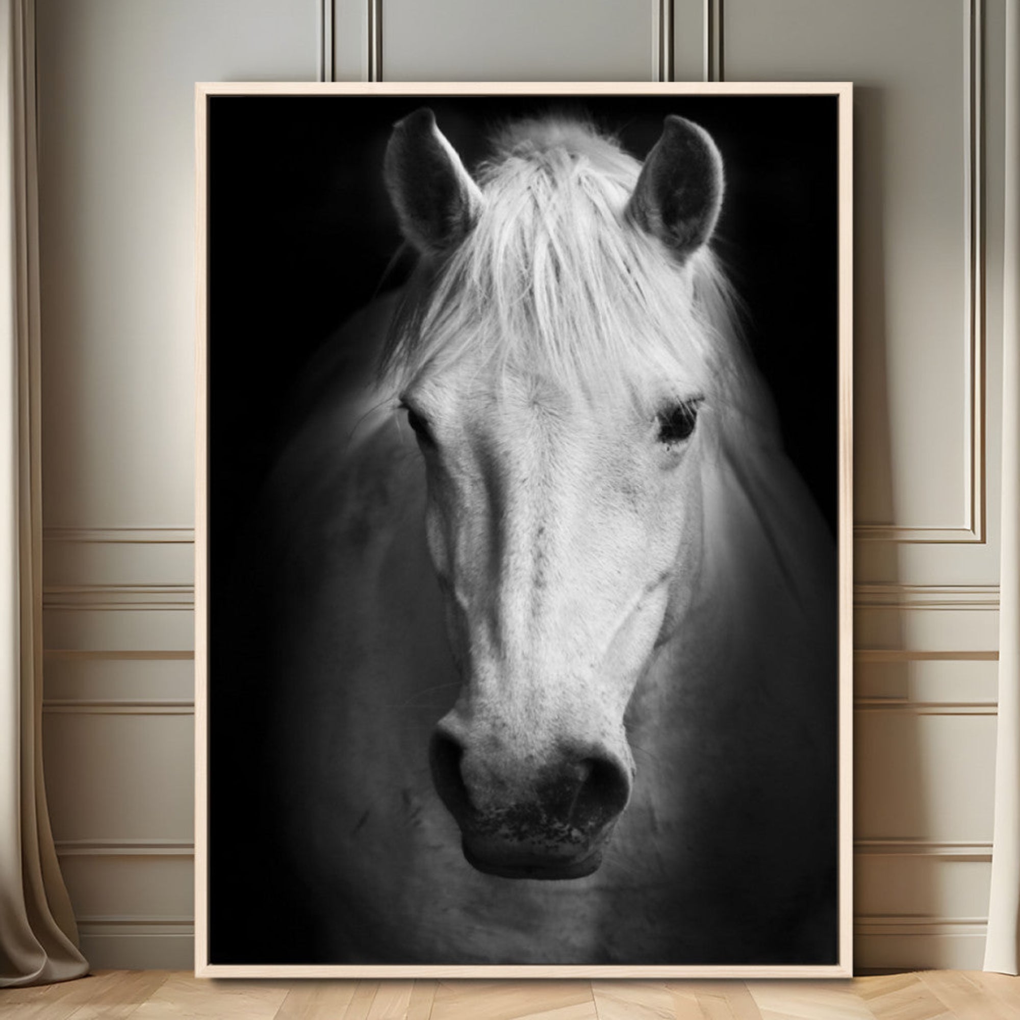 36639-MGV-FC-24X36_Natural-Large Wall Art White Horse Canvas Print