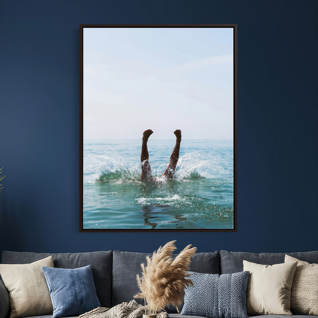 Splash Dive Wall Art | Ocean Waves Canvas Print, Summer Swim