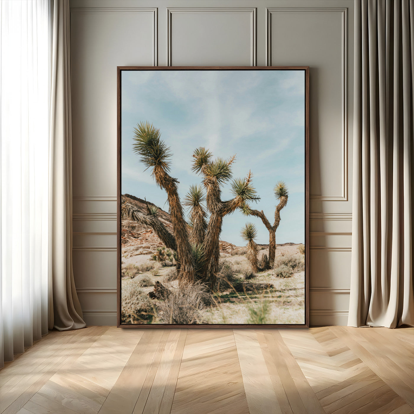 95224550-MGV-FC-24X36_Walnut-Joshua Tree Desert Canvas Print Southwestern Boho Landscape Wall Art Rustic Nature Scene for Home, Office Decor