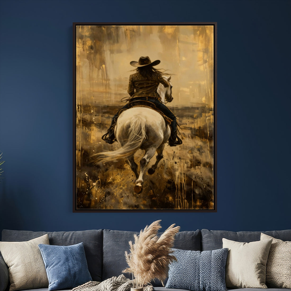 Western Cowgirl Wall Art Canvas Print