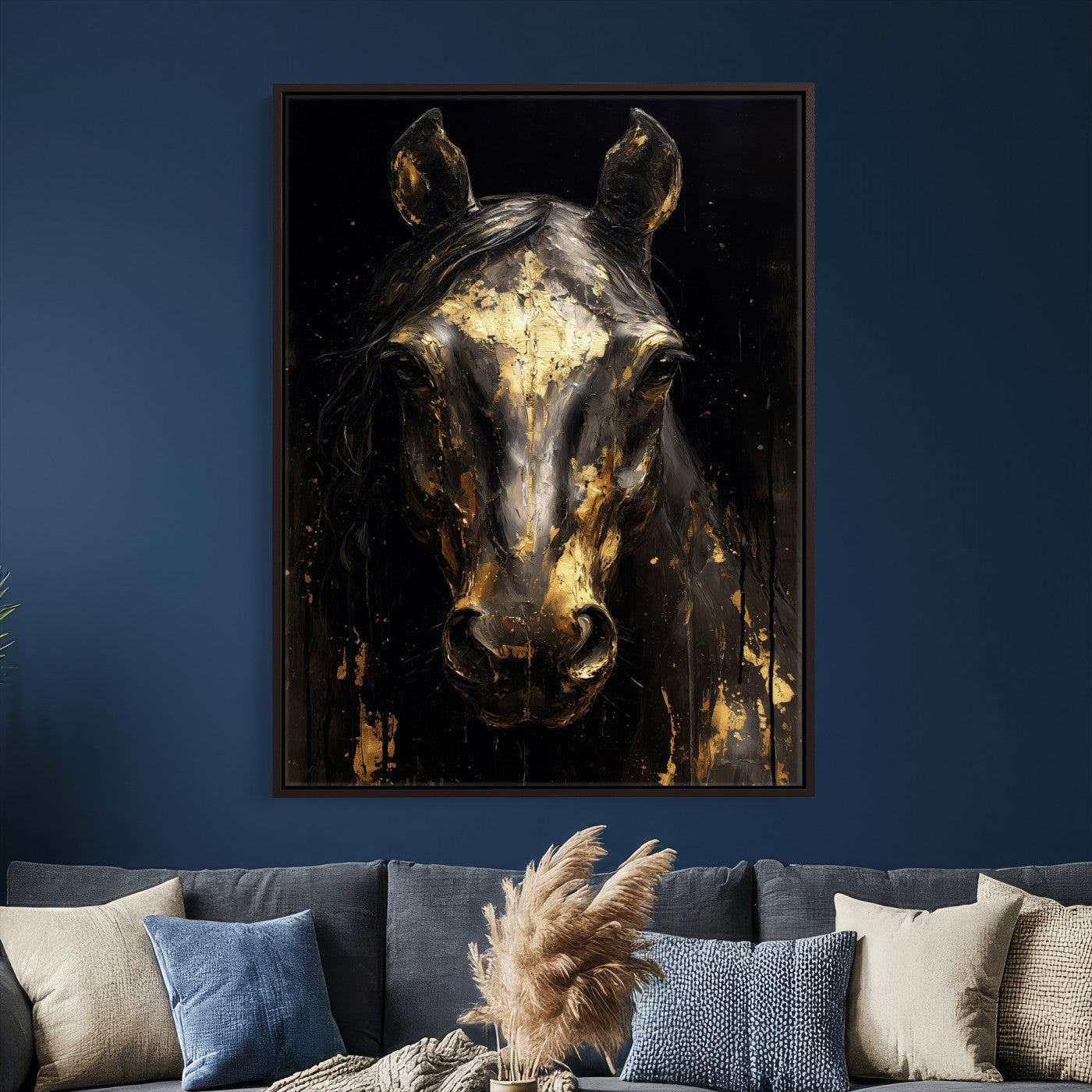 84049438-MGV-CV-24X36 - Abstract Horse Wall Art Canvas Print – Painting Style Western Equine Artwork Print for Living Room, Ranch, and Office Decor