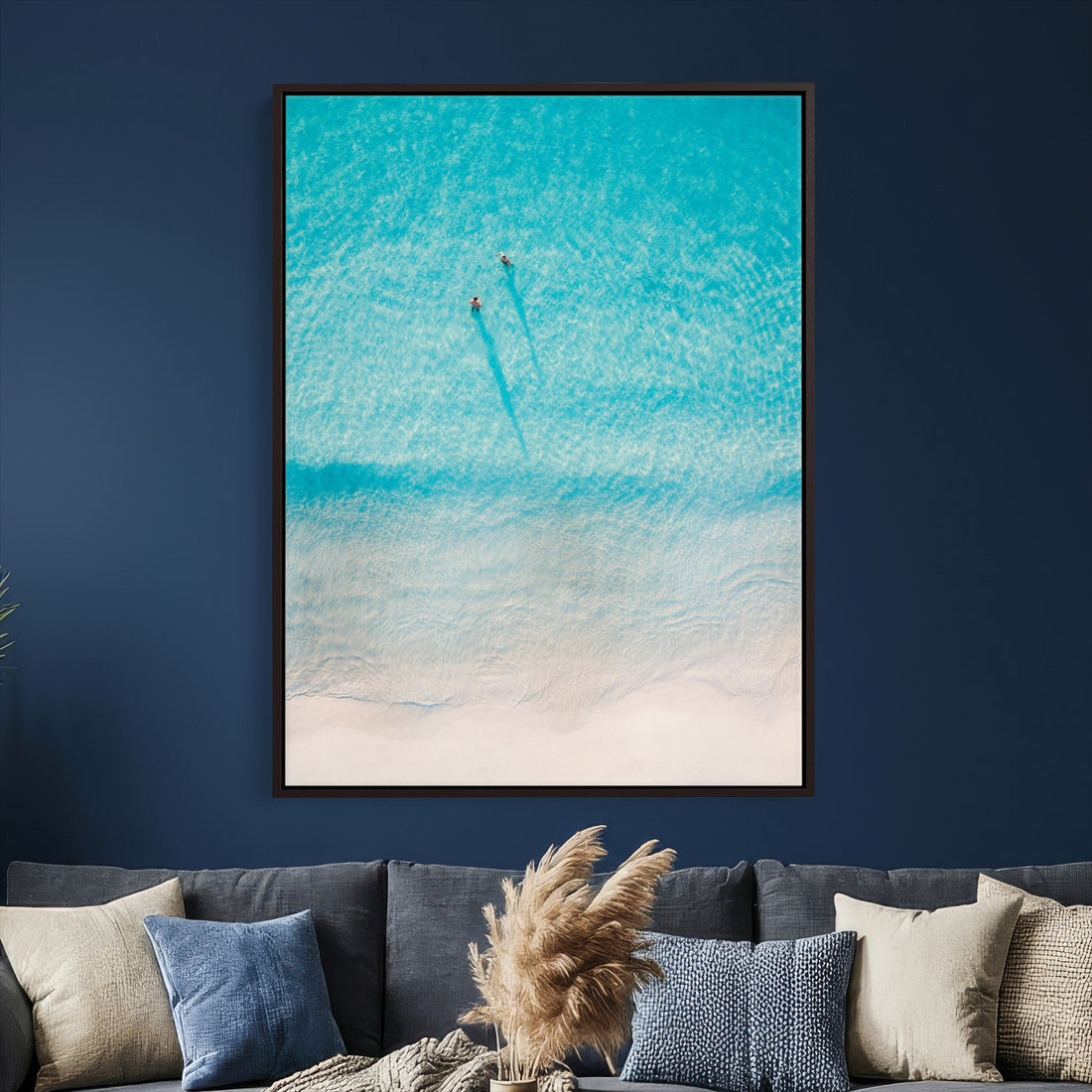 Aerial Turquoise Beach Wall Art Canvas Print | Minimal Coastal Ocean Photography